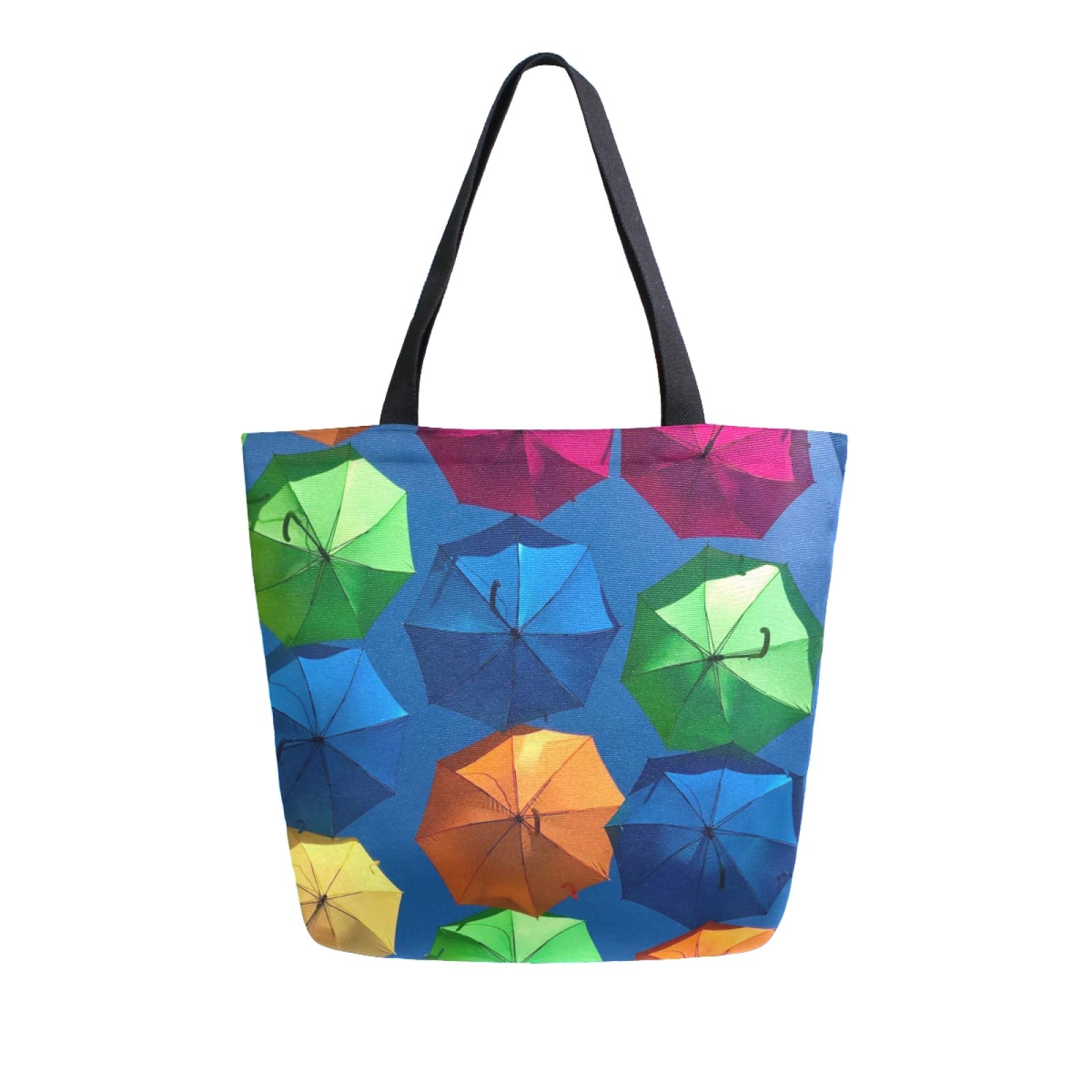 Rainbow Canvas Tote Bag - Reusable Grocery & Beach Bag for Outdoor Shopping