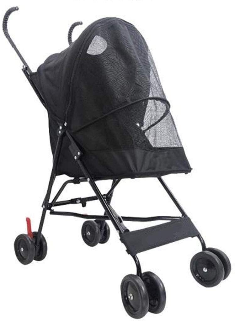 Premium 4-Wheel Folding Pet Stroller for Dogs - Portable Travel Cart with Large Space Seat, Jogger Pram for Outdoor Walks & Shopping (Black) - Ideal for Park Visits, Vet Trips & Daily Errands