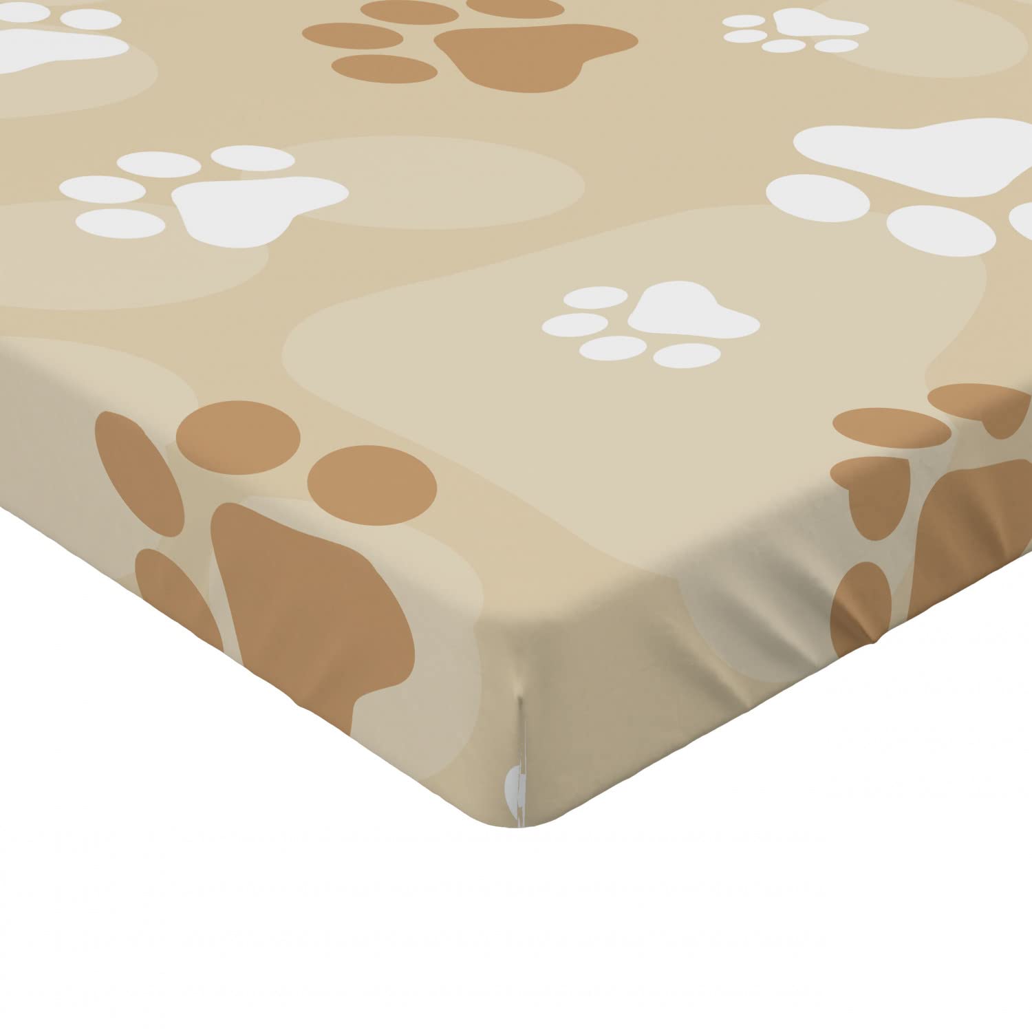 Ambesonne Dog Paws Fitted Sheet - Full Size Pet-Friendly Bed Cover for Comfortable Sleep
