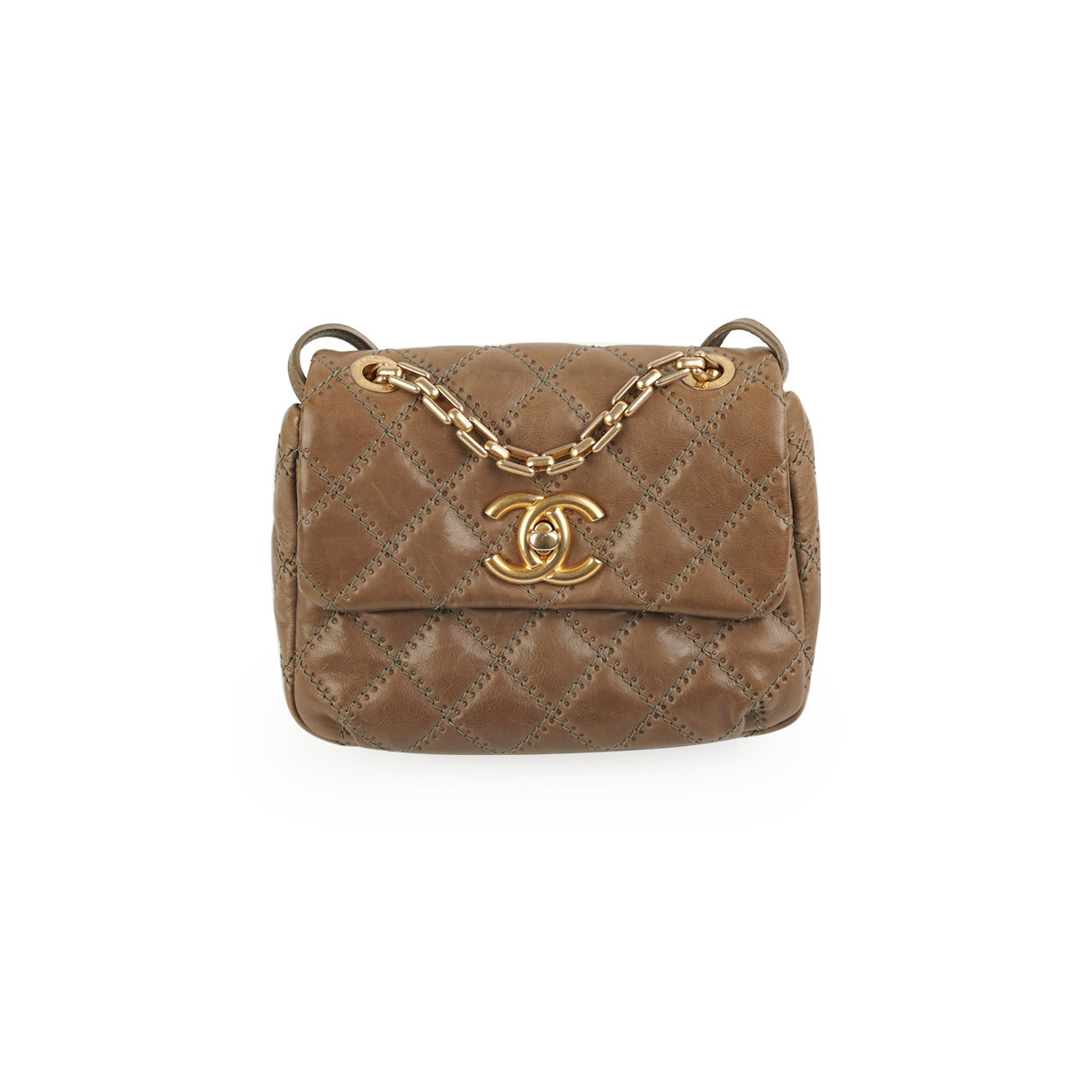 Chanel Quilted Square Flap Bag in Soft Lambskin Leather - Taupe Color | Luxury Crossbody Purse for Women, Perfect for Date Night & Special Occasions