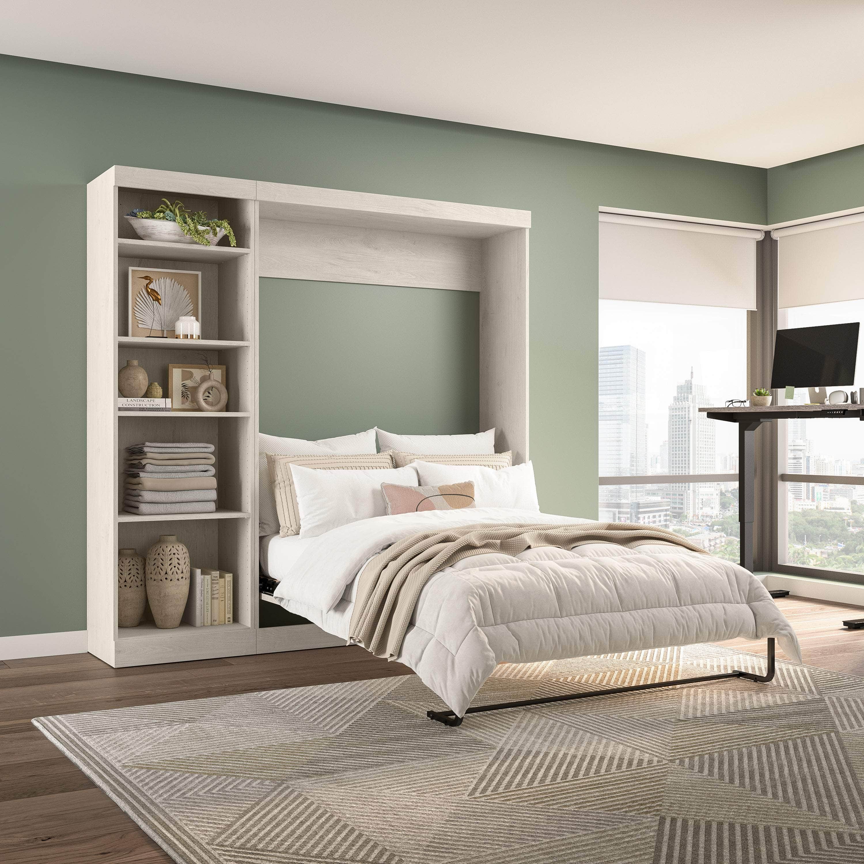 Pur Full Murphy Full Bed with Storage Unit (84W) - 7 Color Options | Space-Saving Wall Bed for Small Apartments & Guest Rooms