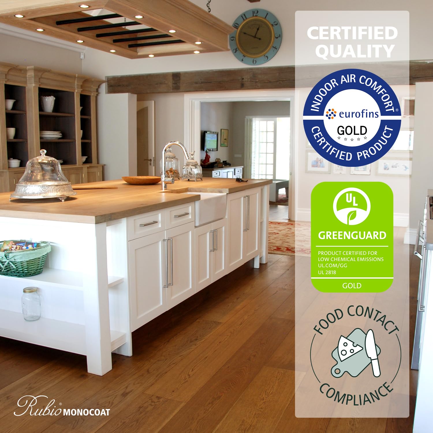 Rubio Monocoat Oil Plus 2C Quick-Dry Wood Stain & Finish - Smoke 5% | 1.3L Eco-Friendly Linseed Oil for Indoor Furniture, Floors & Cabinets | Includes Accelerator (Part B) & Protector | Covers 650 ft² | Non-Toxic, Low VOC Wood Treatment for Home & Office Use