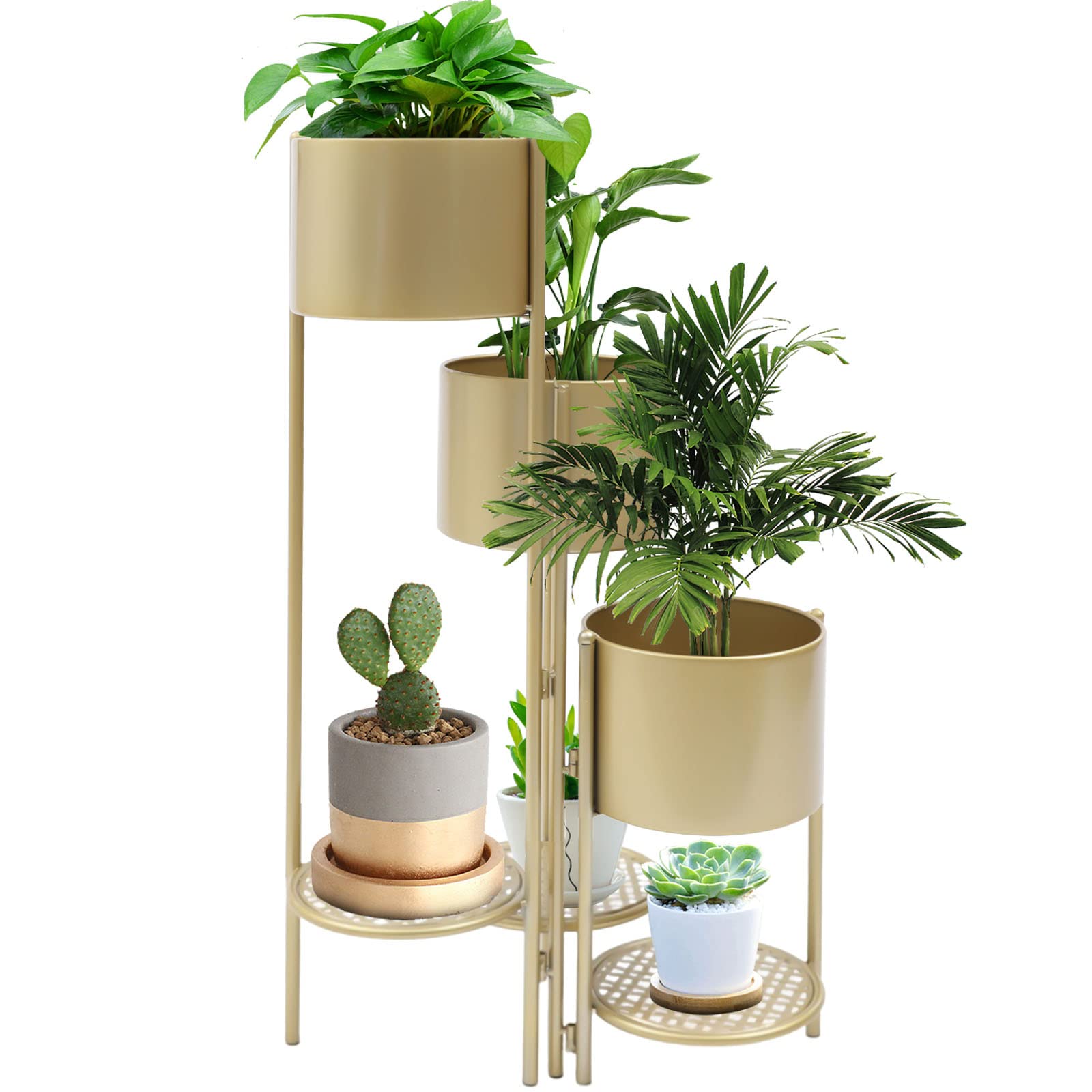 6-Tier Metal Plant Stand for Indoor & Outdoor Use - Foldable Flower Pot Holder Shelf for Potted Plants - Decorative Display Rack for Patio, Garden, Living Room, Balcony & Bedroom - Perfect for Small Spaces & Home Decor