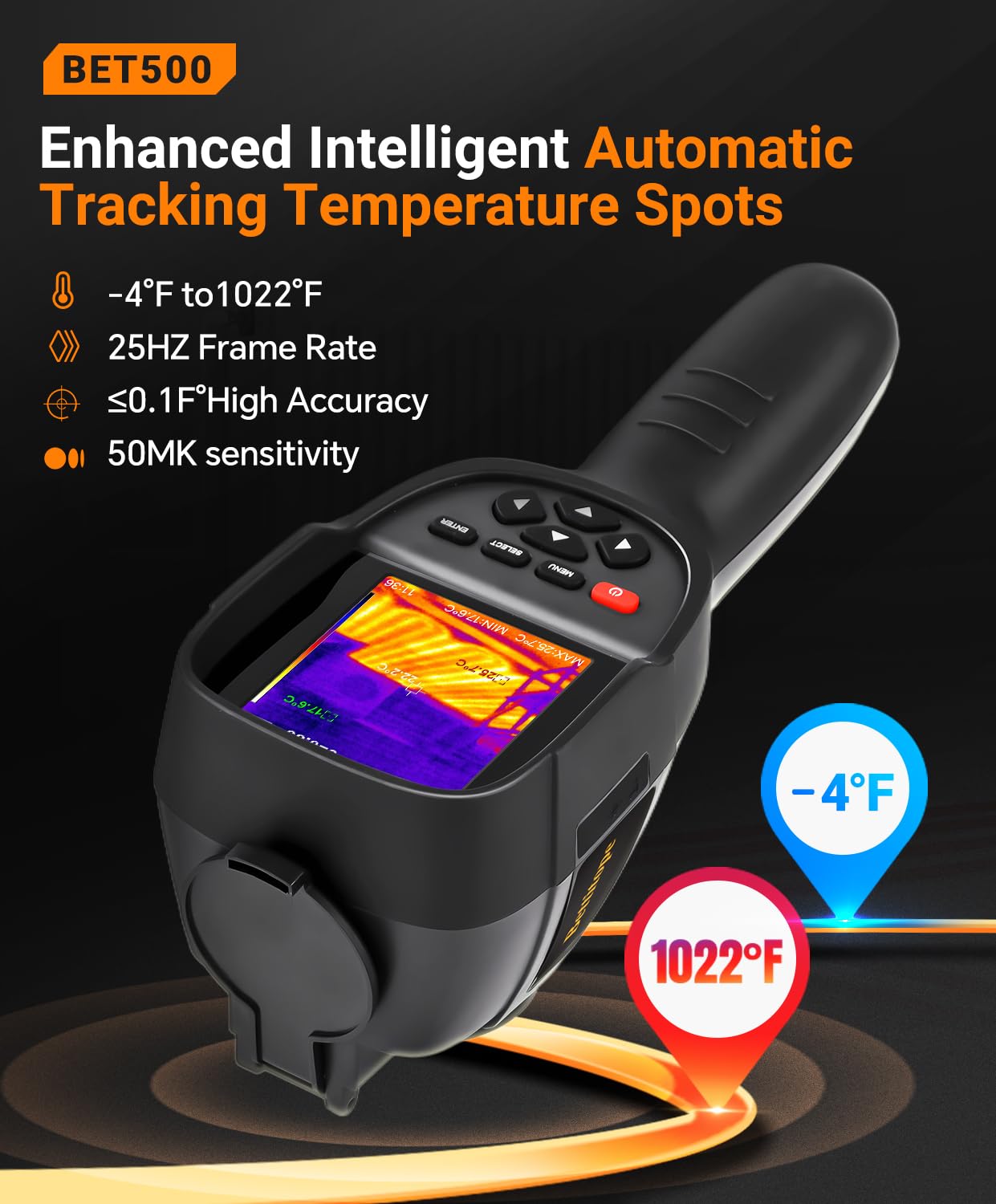 Upgraded 256x192 IR Thermal Imaging Camera - Handheld Infrared Thermometer with Dual-Light Fusion (-4°F to 1022°F) for HVAC Leak Detection, Car Maintenance & Electrical Inspections | Perfect for Home Inspectors, Auto Mechanics & Industrial Professionals