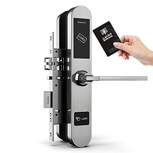 Electronic RFID Hotel Door Lock System - European Style Swipe Card Door Lock Cylinder for Secure Access (Right Push, Ideal for Hotels, Apartments & Offices)