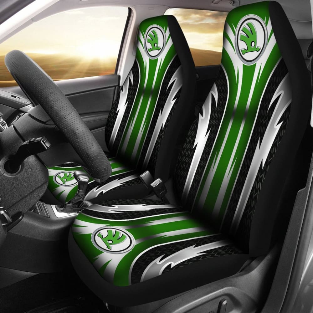 Premium Skoda Front Seat Covers - Green (Pair) 144627 | Universal Fit for Fabia, Octavia & Superb | Perfect for Car Protection & Customization