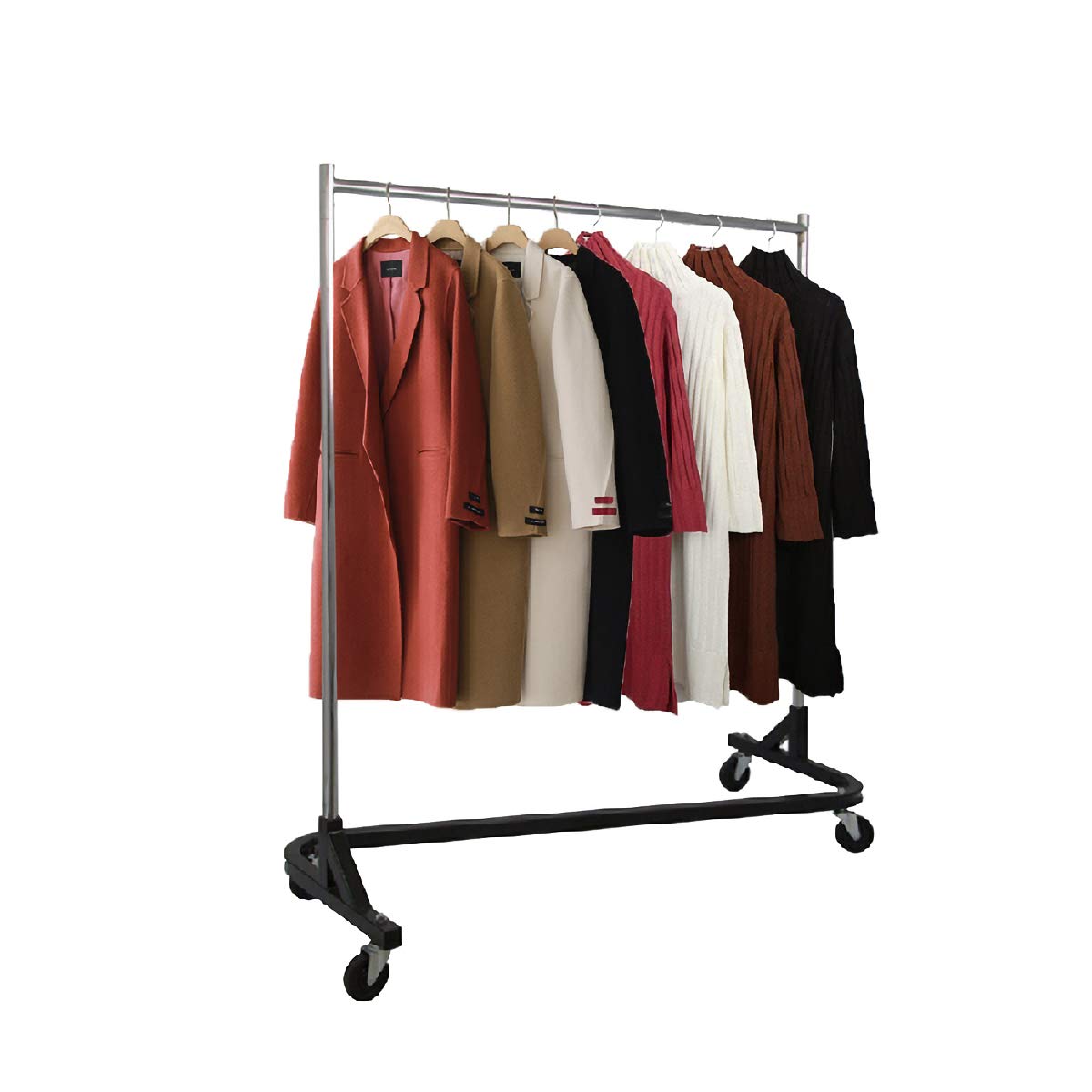 Heavy Duty Rolling Garment Rack - Commercial Grade Knock Down Clothing Rack with Durable Square Tubing for Home, Retail Store Display & Closet Organization - Perfect for Boutiques, Laundry Rooms & Event Merchandising