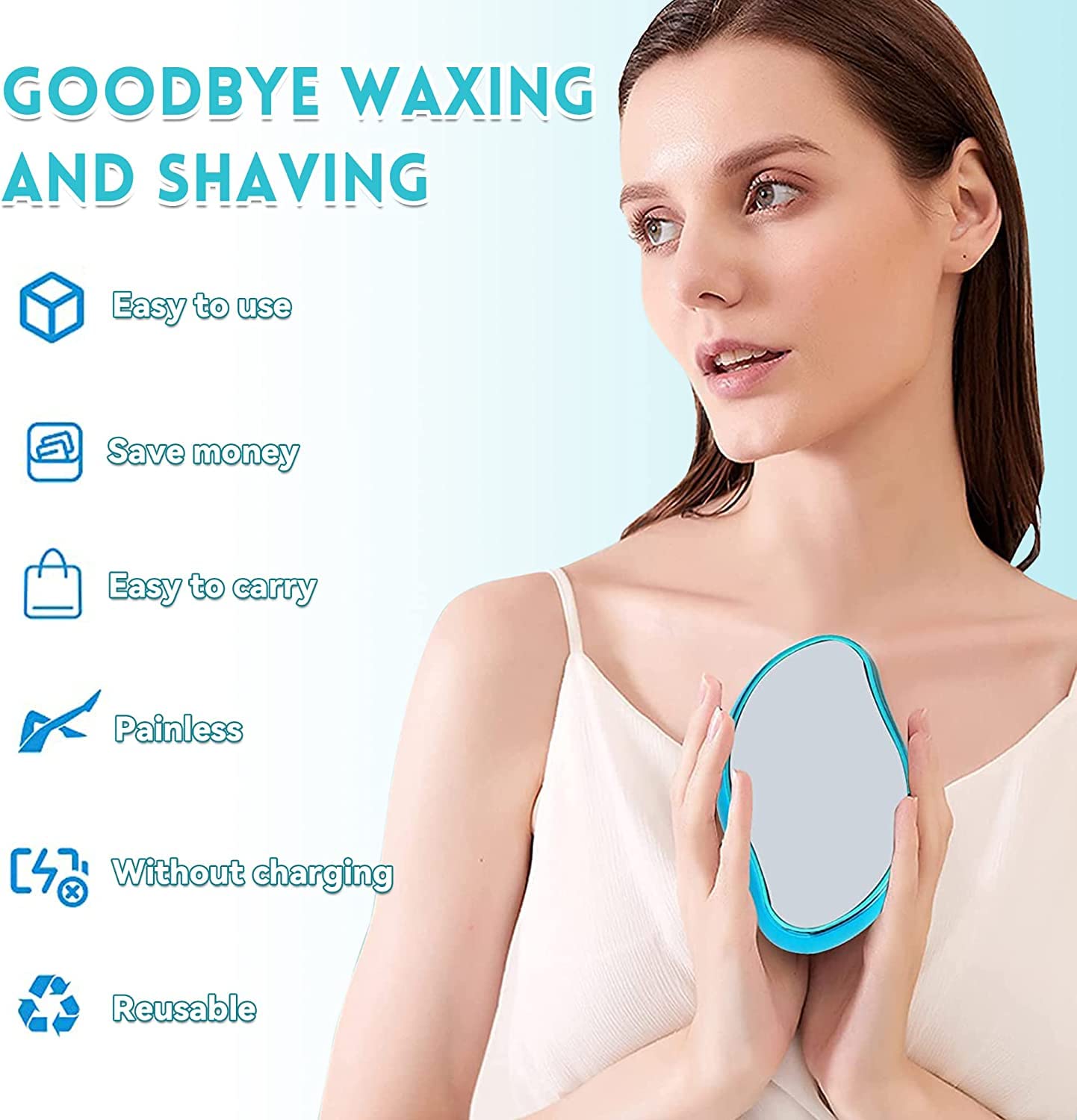 Calyrex Painless Nano Peel Hair Remover for Women & Men - Portable Crystal Razor for Arms & Legs Hair Removal | Easy to Use at Home, Travel & Salon