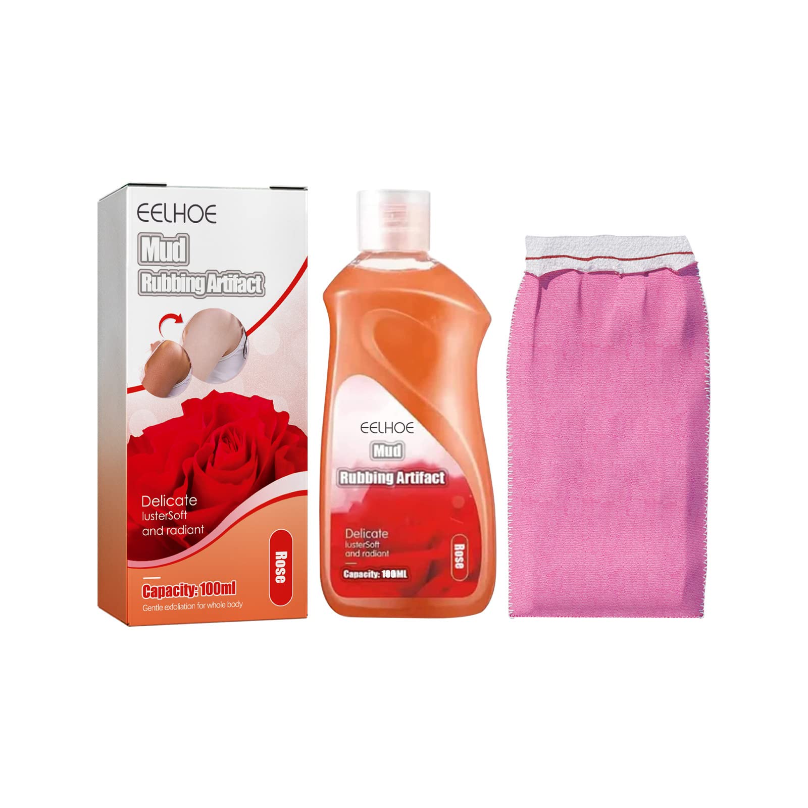 Exfoliating & Whitening Mud Rub Body Gel for Skin - 100ml Rose Scented | Spa-Quality Mud Rubbing Artifact for Smooth & Glowing Skin | Perfect for Home Spa, Body Scrub & Skin Rejuvenation