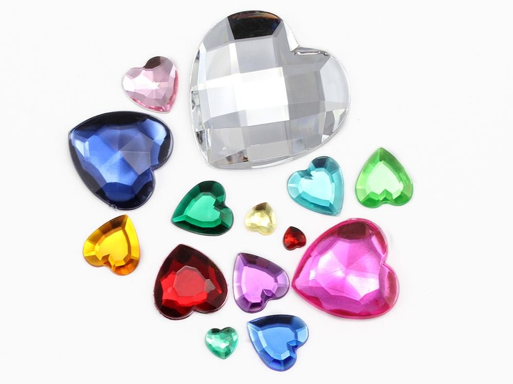 6mm Red LQ17 Heart Self-Adhesive Acrylic Rhinestones - 250PCS (5 Sheets) Plastic Face Gems, Body Jewels for DIY Cards, Invitations, Crafts, Nail Art, Costume Design & Party Decorations