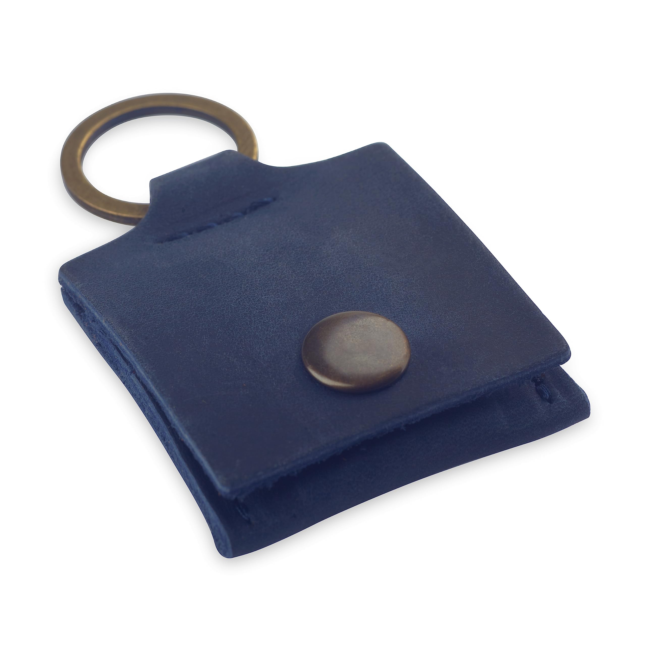 Premium Leather Keychain Ring Holder - Wedding & Engagement Ring Travel Case, Gym & Workout Ring Pouch (Blue) - Perfect for Travel, Sports & Everyday Jewelry Protection
