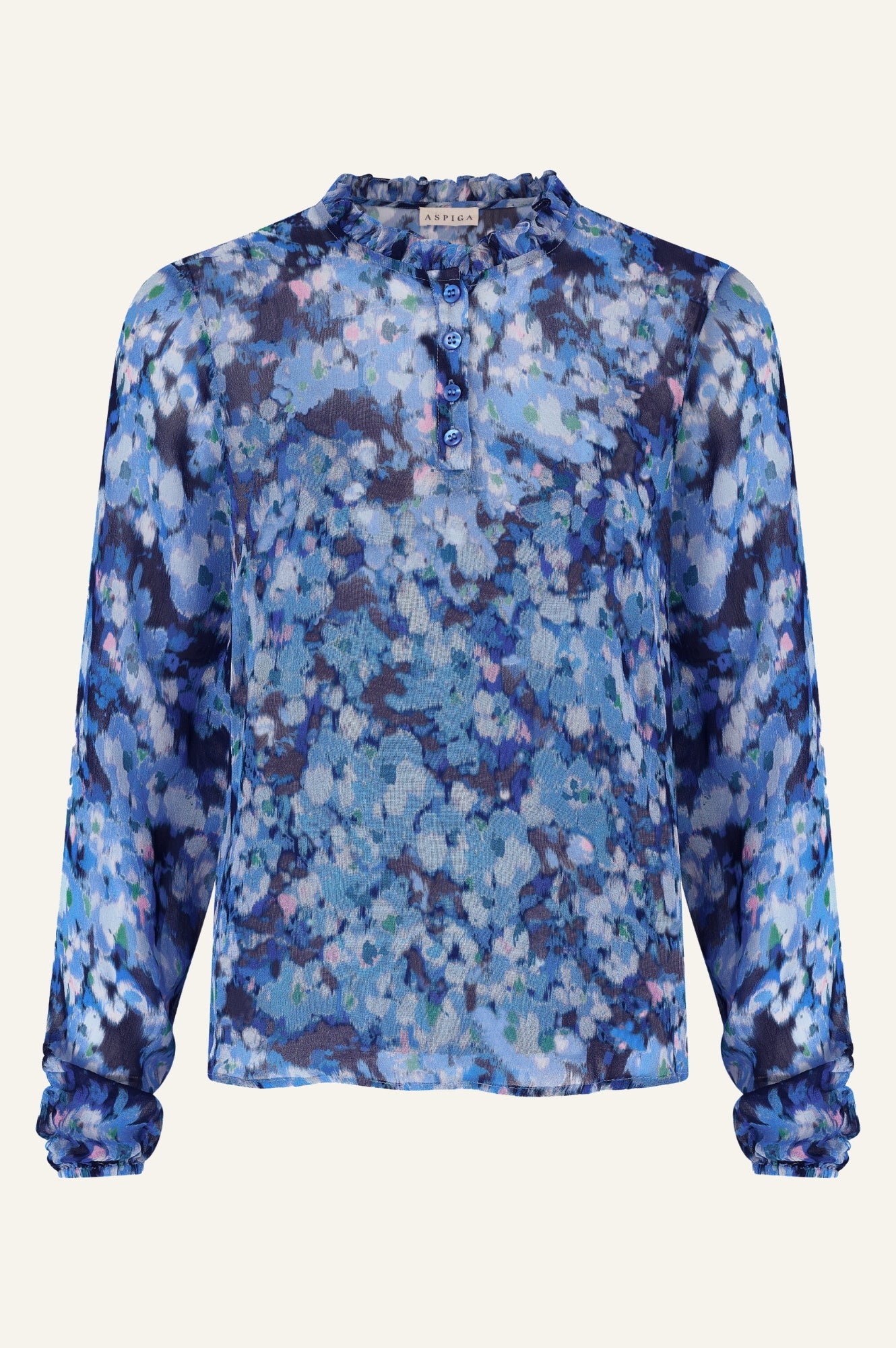 Noelle Blouse - Women's Floral Print Long Sleeve Shirt in Blue & Pink | Casual Office Wear & Spring Outfits