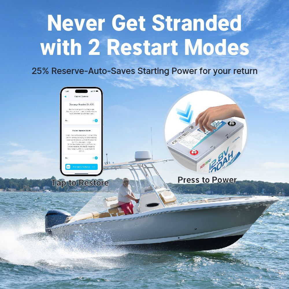 Redodo 12V 100Ah 900CCA Group 27 Deep Cycle Marine Battery with Bluetooth & Auto Heating - Perfect for Boats, RVs, and Off-Grid Power Systems