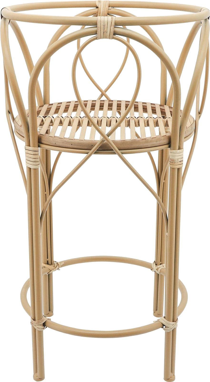 Modern Rattan Bamboo Iron Planter Vase - Natural Brown Contemporary Home Decor for Indoor Plants, Living Room, Office & Balcony