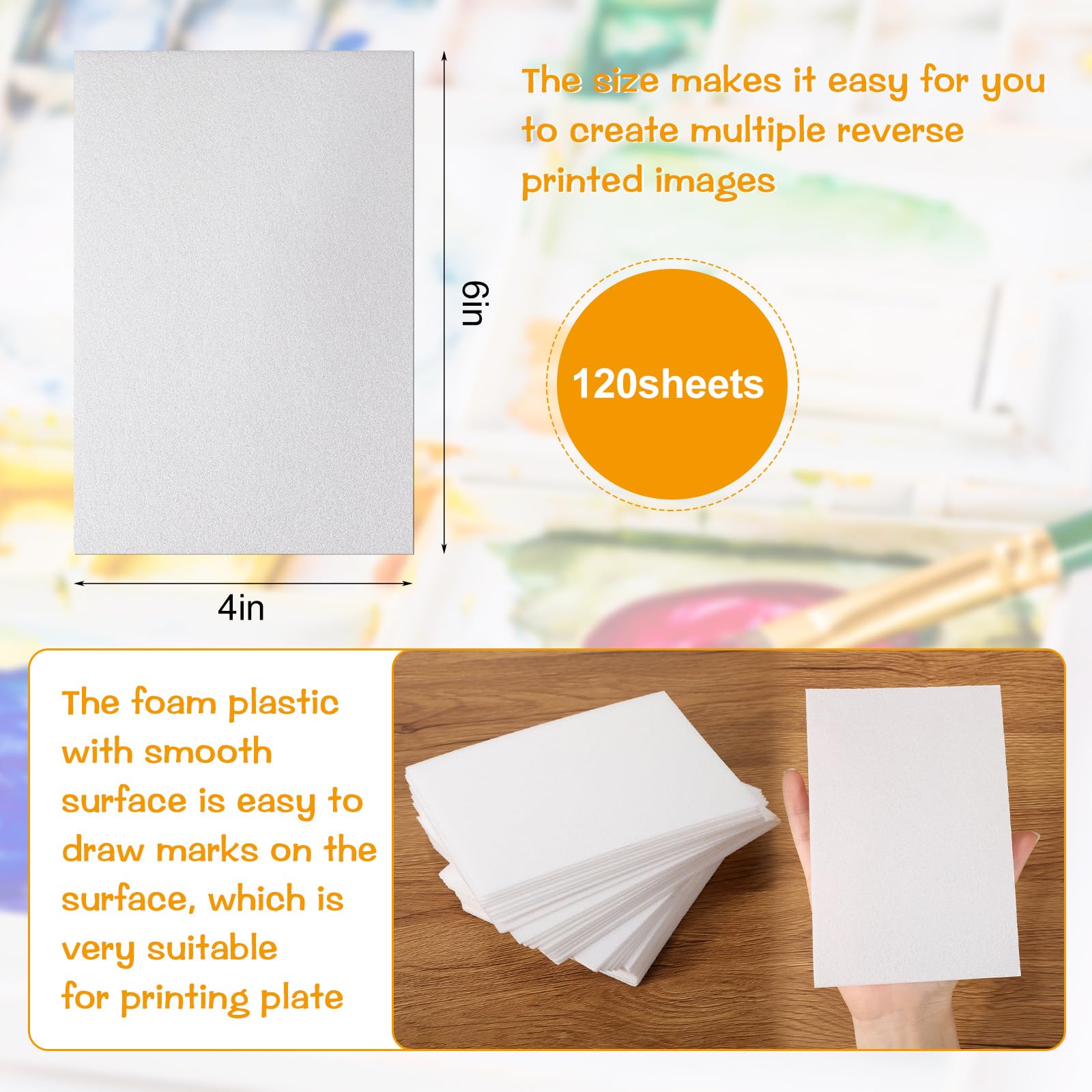 Cholemy 120 Pcs 4x6 Inch White Foam Sheets for Card Making, Scrapbooking & DIY Crafts - 1/20 Inch Thick Printing Plates for Stamping, Classroom Projects & Art Supplies (Perfect for Home, School & Office Use)