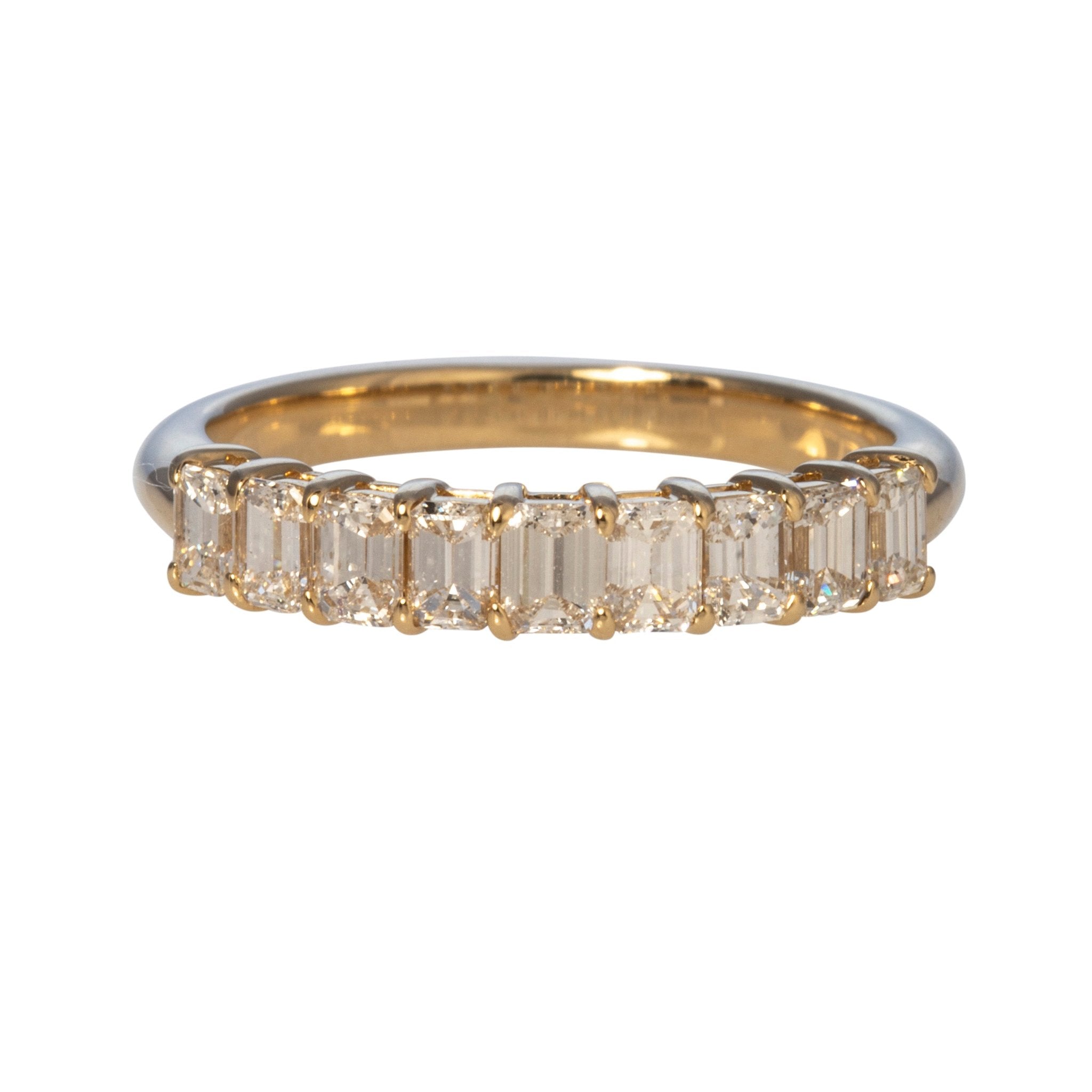 0.99ctw Emerald Cut Diamond Half Eternity Band in 14K Yellow Gold - Perfect for Engagement Rings, Wedding Bands & Anniversary Gifts