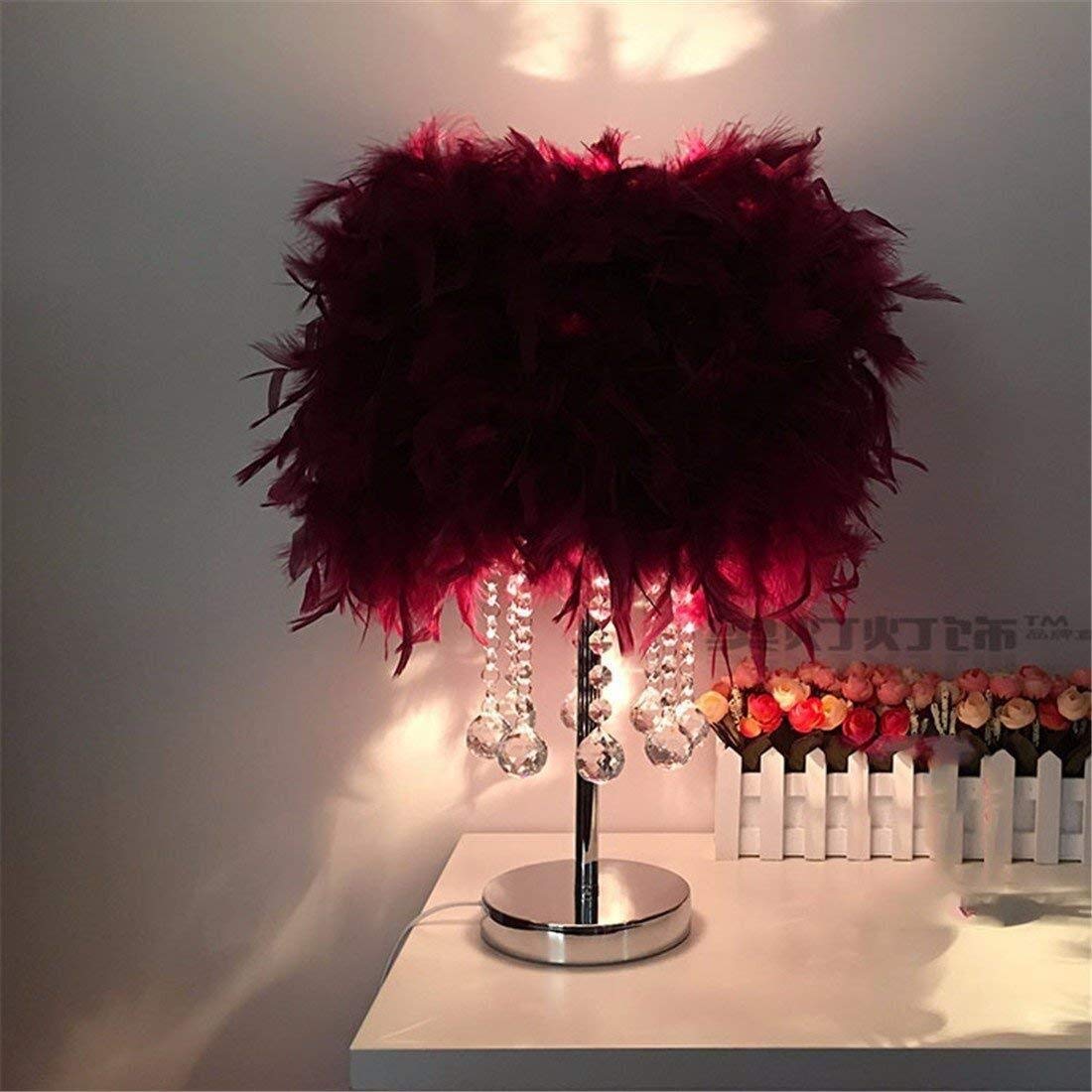 FAZRPIP Modern Crystal Table Lamp - Stylish Feather Light for Bedroom, Living Room & Hotel Decor - Warm White Reading Light for Kids & Adults - Elegant Home & Office Decoration Lighting Solution