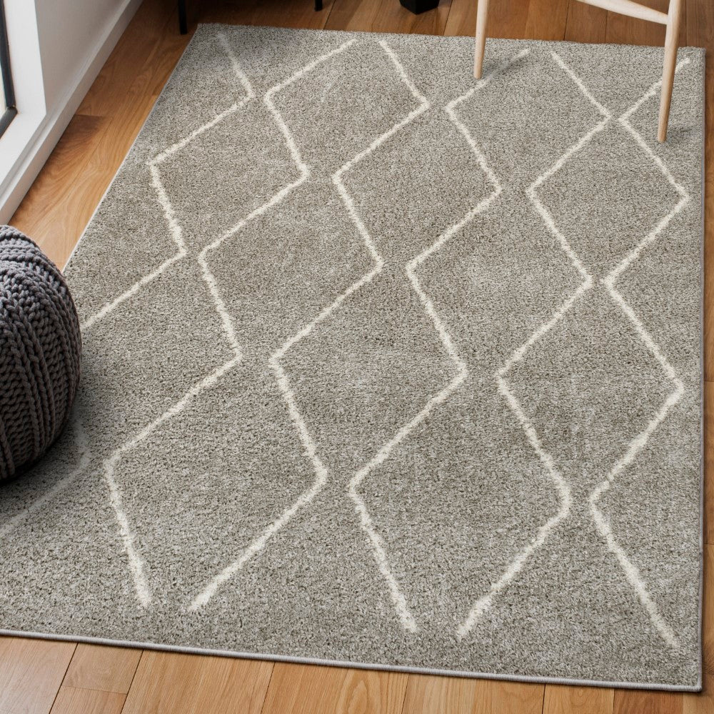 Catala Moroccan Diamond Shag Area Rug - Soft Plush Modern Boho Living Room Carpet for Bedroom, Dorm & Nursery Decor