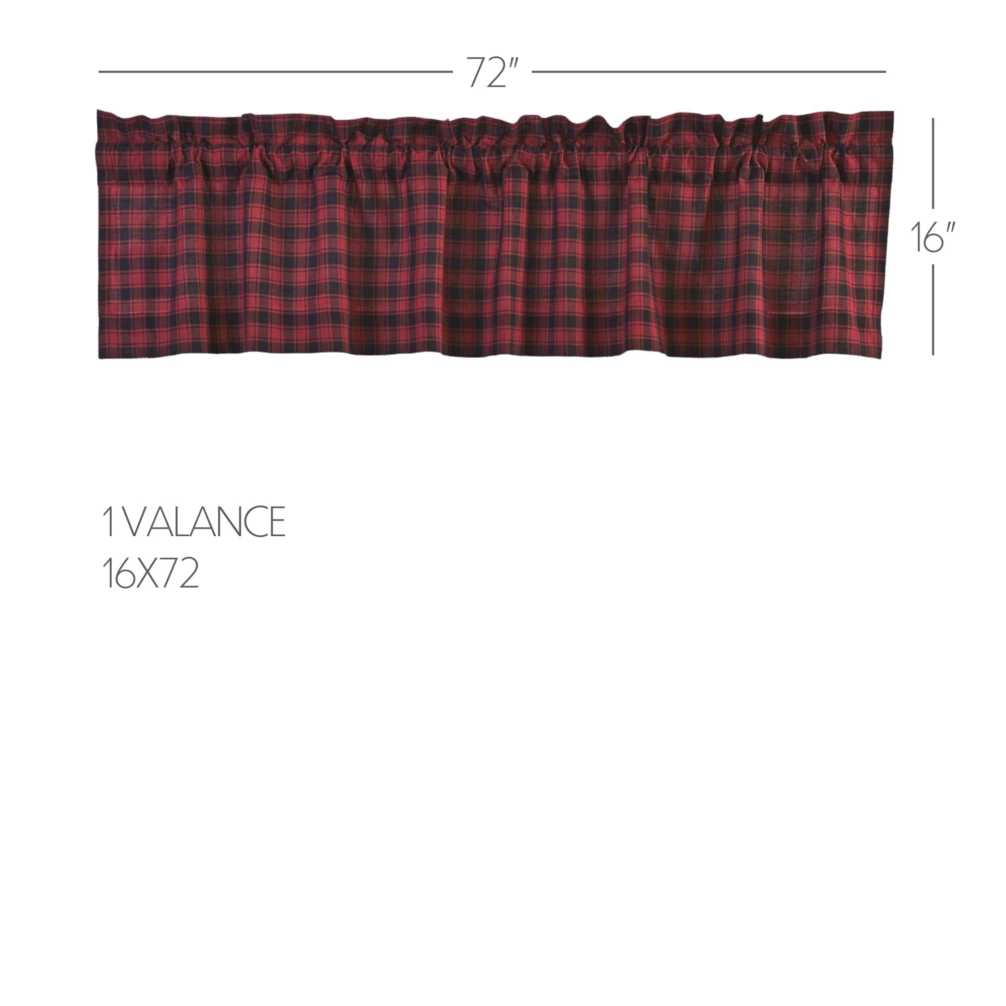 VHC Brands Rustic Lodge Kitchen Window Valance Curtain 16x72 Inch - Chili Pepper Red for Farmhouse & Country Style Decor - Perfect for Kitchen Windows, Dining Rooms & Cabin Retreats