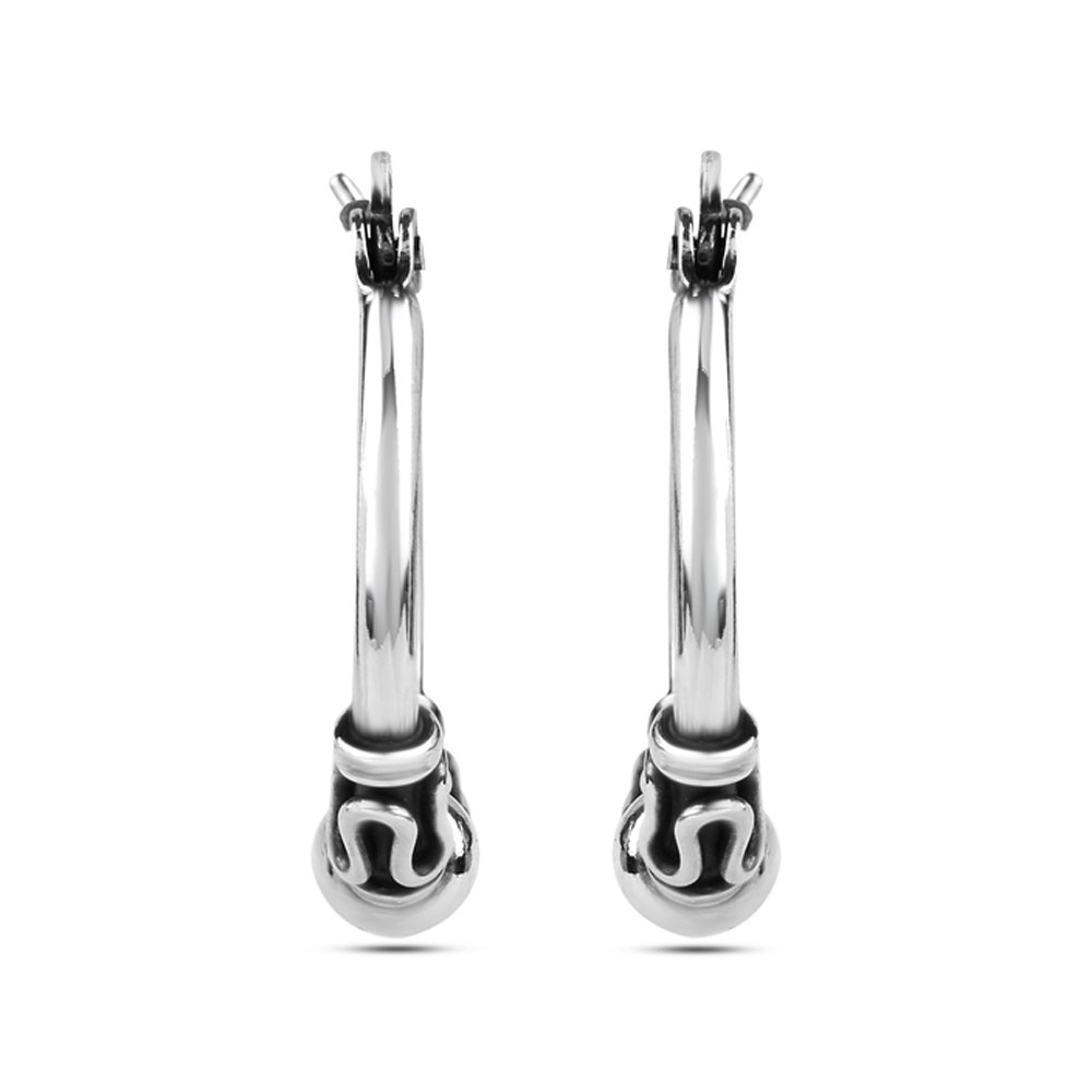 LeCalla 925 Sterling Silver Oxidized Balinese Hoop Earrings for Women - Small Antique Bali Beaded Hoops - Perfect for Everyday Wear, Parties & Gifts