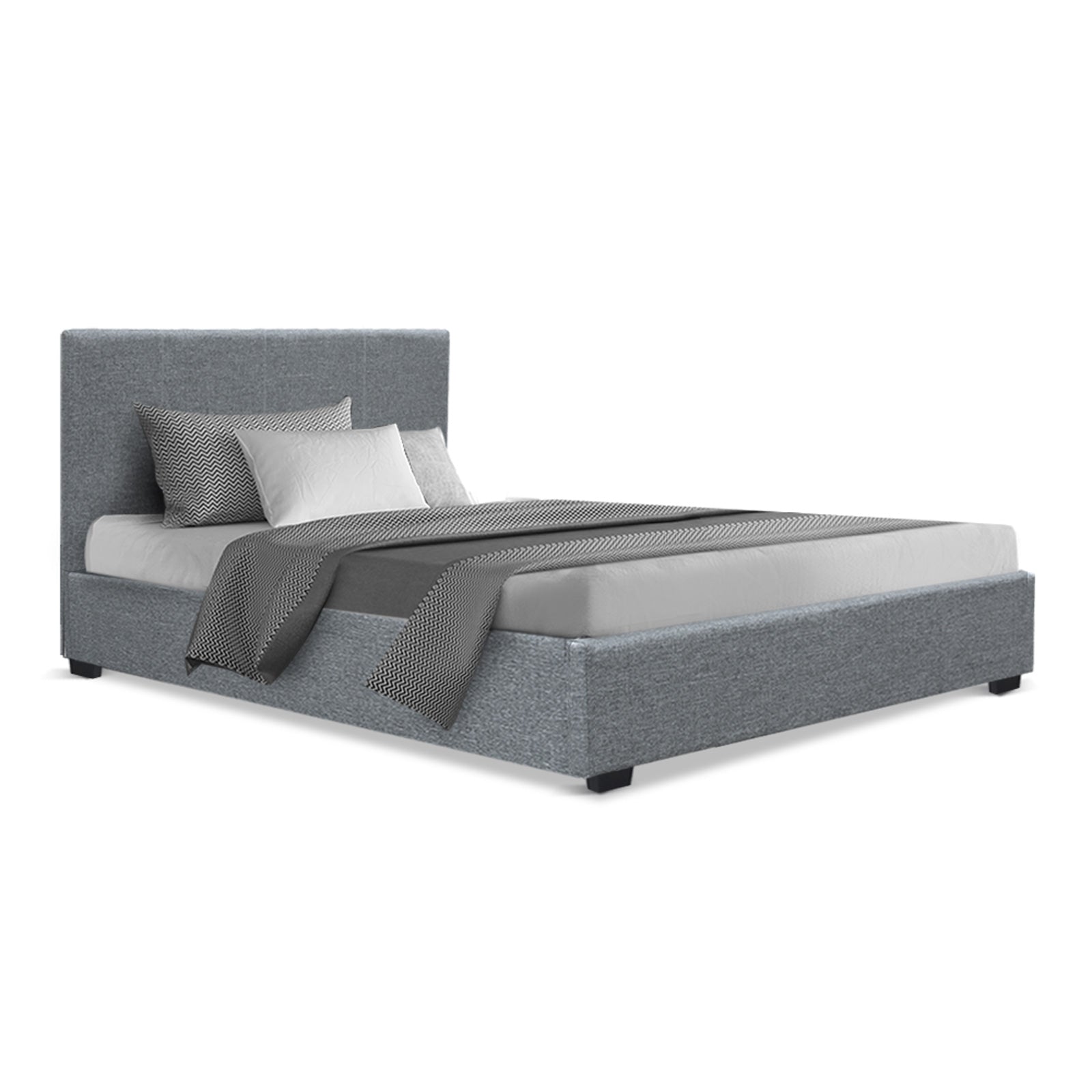 Elwood Grey King Single Bed Frame with Gas Lift Storage - Perfect for Small Bedrooms, Guest Rooms & Dormitories