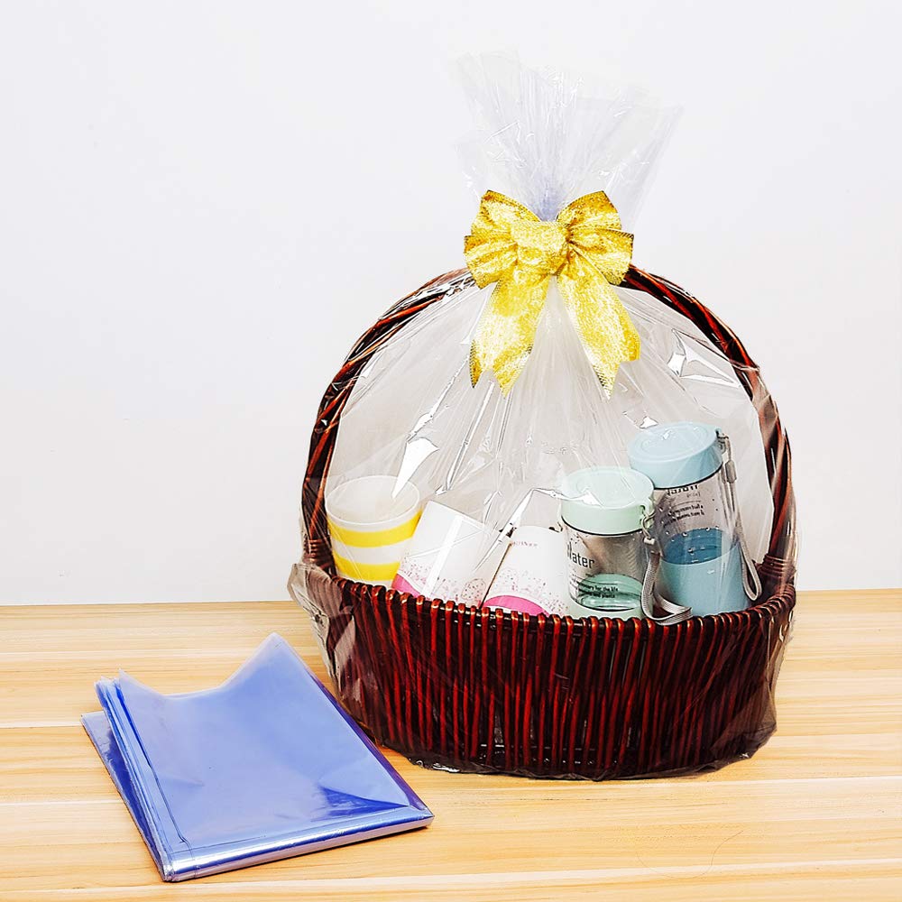 LazyMe Easter Basket Cellophane Shrink Bags - 24x30 Inch Large Clear Shrink Wrap Bags (20 Pack) - Perfect for Easter Gift Wrapping, Party Favors, and Holiday Decorations