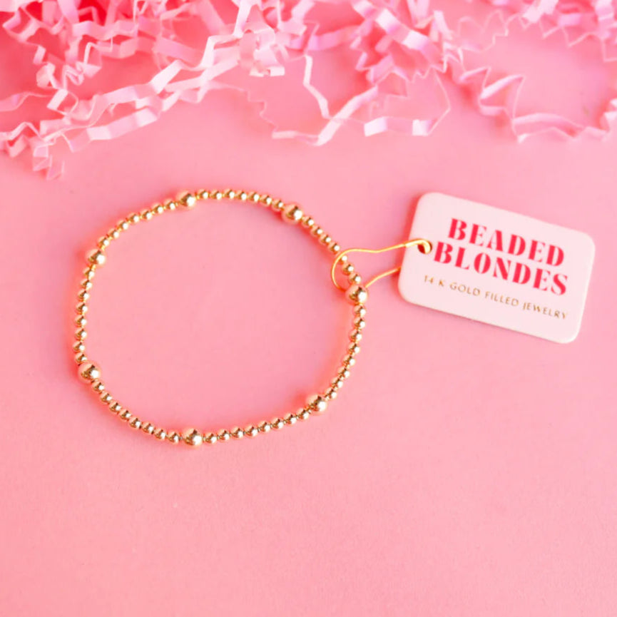 Beaded Blonde Bracelets Set of 3 - Gold Dainty Everyday Stackable Bracelets for Women | Perfect for Layering, Gifts & Boho Style