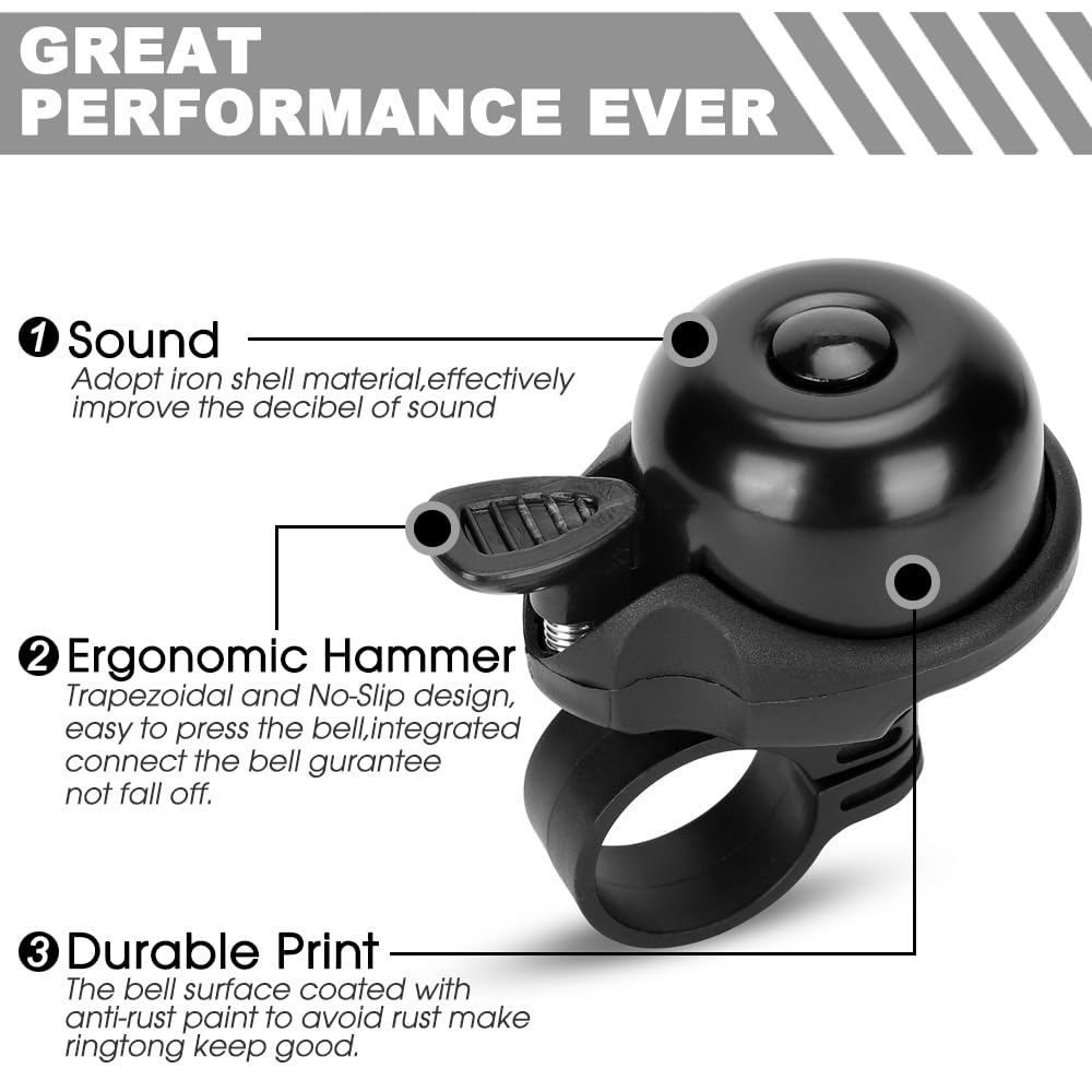 **120dB Loud Bike Bell for Adults & Kids - Classic Mini Bicycle Bell with Crisp Clear Sound for MTB, BMX, City Bike & Scooter - Durable Bike Accessories for Safety & Fun Riding**