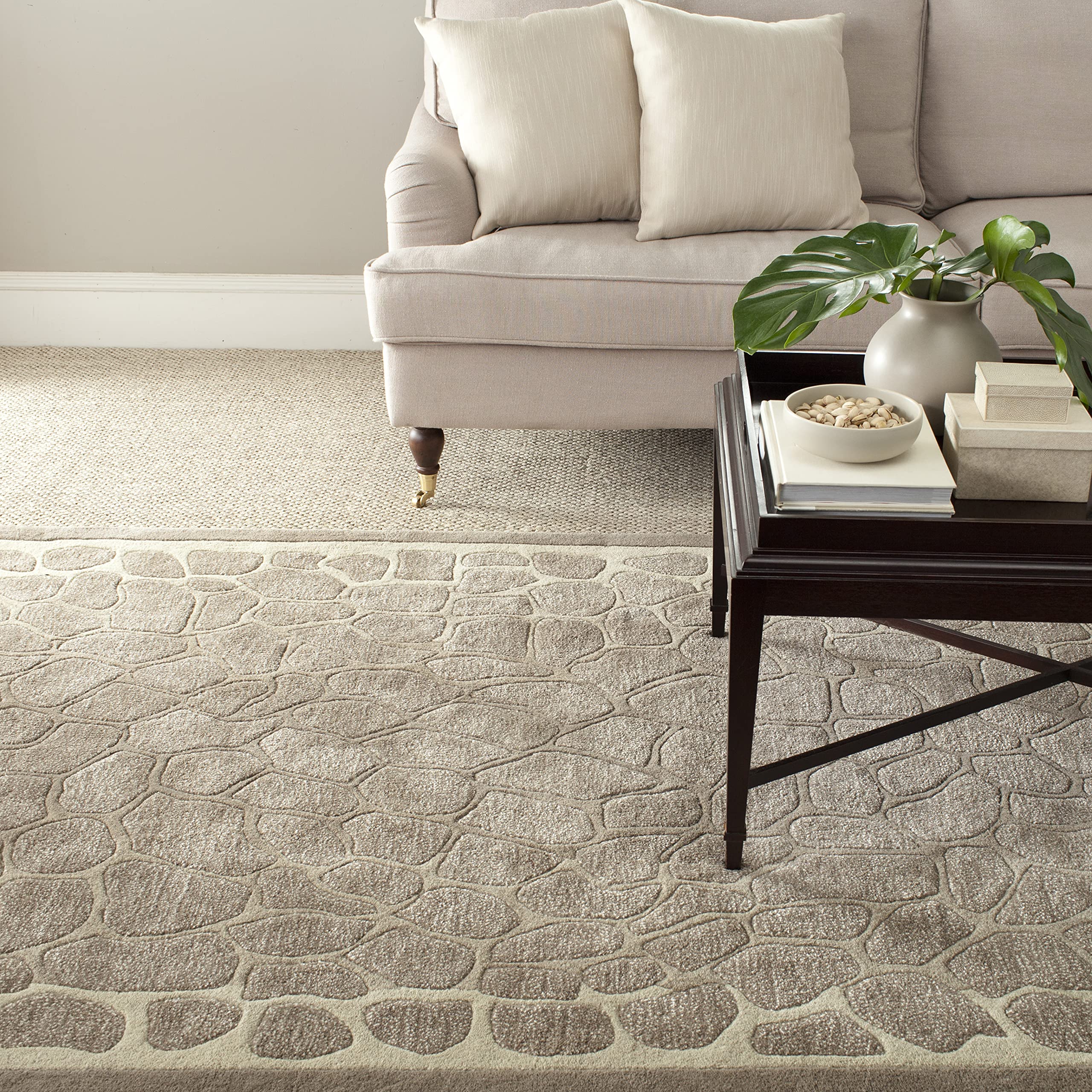 MARTHA STEWART x SAFAVIEH 4' x 6' Handmade Arusha Wool & Viscose Accent Rug - Buckwheat Beige MSR3615B - Perfect for Living Room, Bedroom or Office Decor