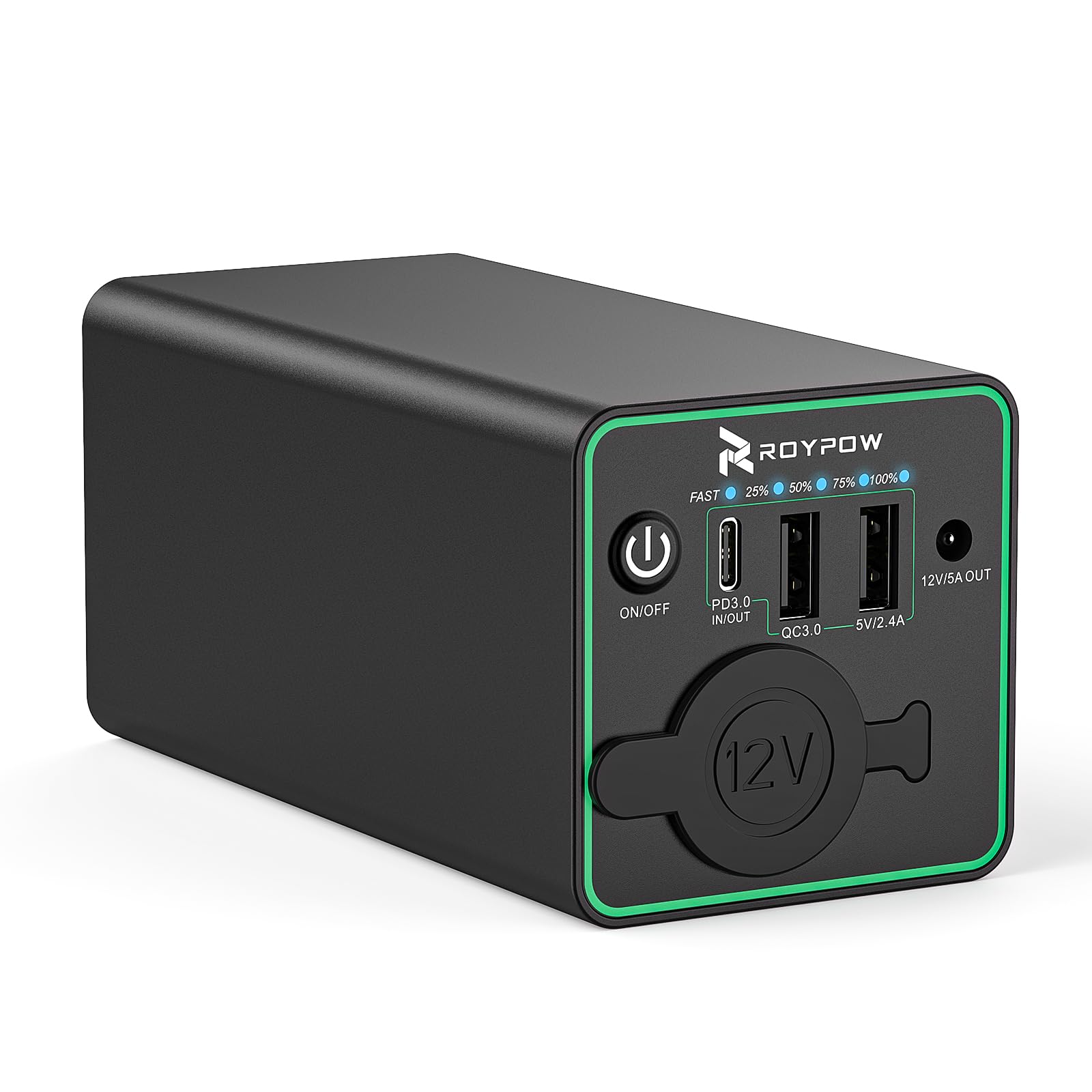 RoyPow 30W PD Portable Charger with 12V 10A Cigarette Lighter Socket - 86.58Wh USB C Power Bank for Laptop & Devices - 18W QC & 12V DC Battery Pack - Ideal for Dash Cam, Astrophotography, Camping, Road Trips & Outdoor Adventures