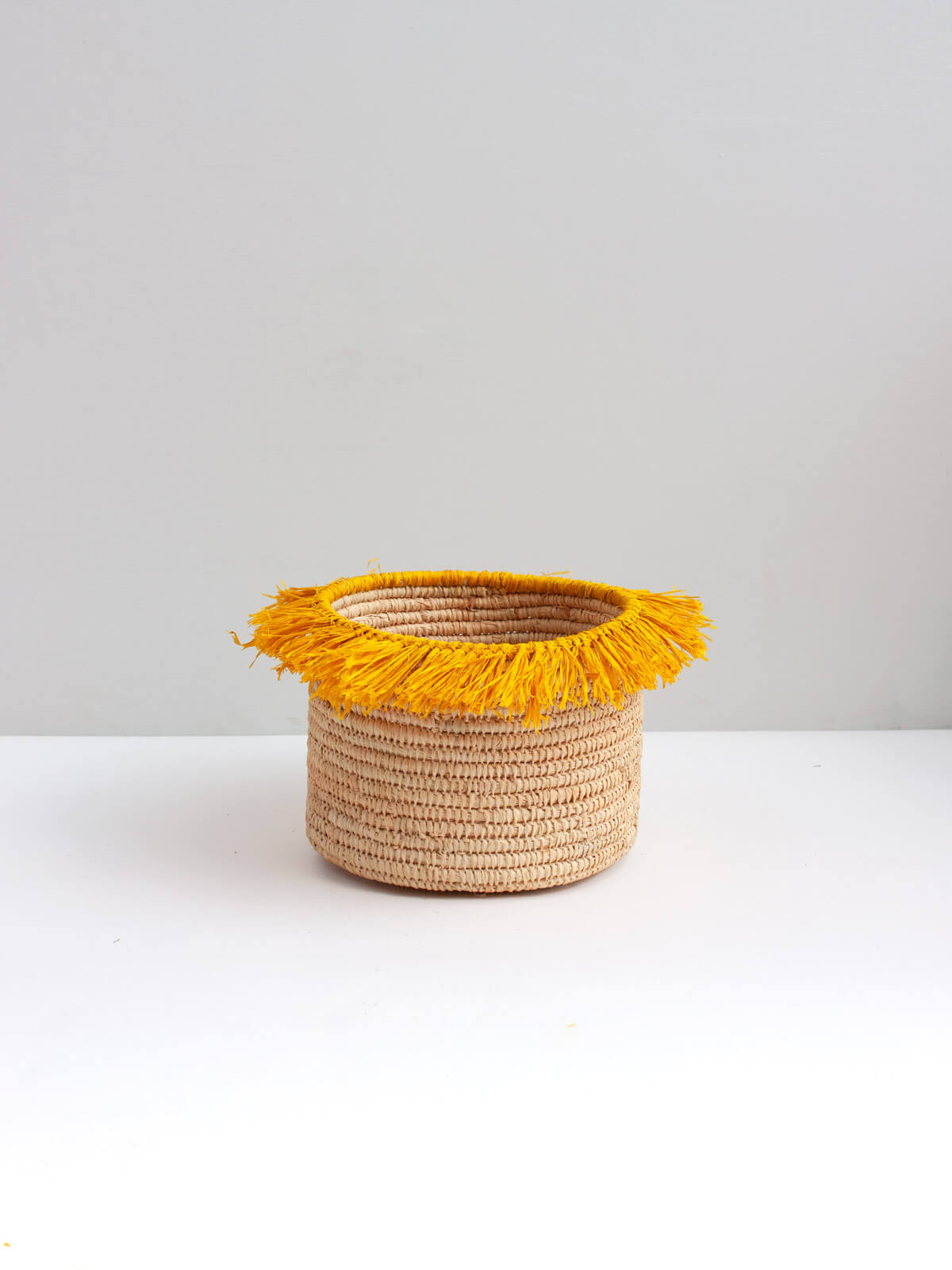 Eco-Friendly Raffia Tassel Storage Baskets - Handwoven Yellow Decorative Organizer for Home, Bathroom & Office | Perfect for Jewelry, Cosmetics & Small Items Storage