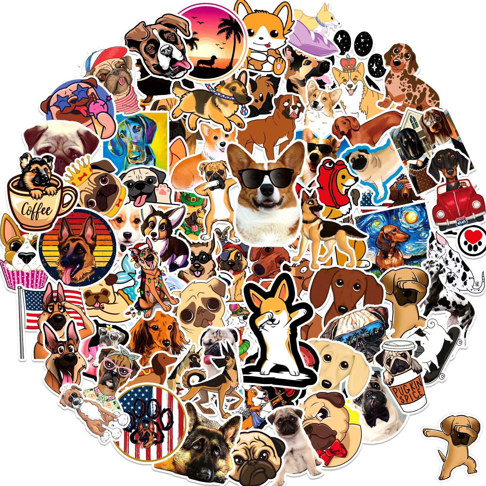 100 Pcs Cute Dog Stickers - Waterproof Vinyl Decals for Water Bottles, Laptops, Phones & Skateboards - Fun DIY Decoration for Kids, Teens & Adults - Perfect for School, Office & Home Decor
