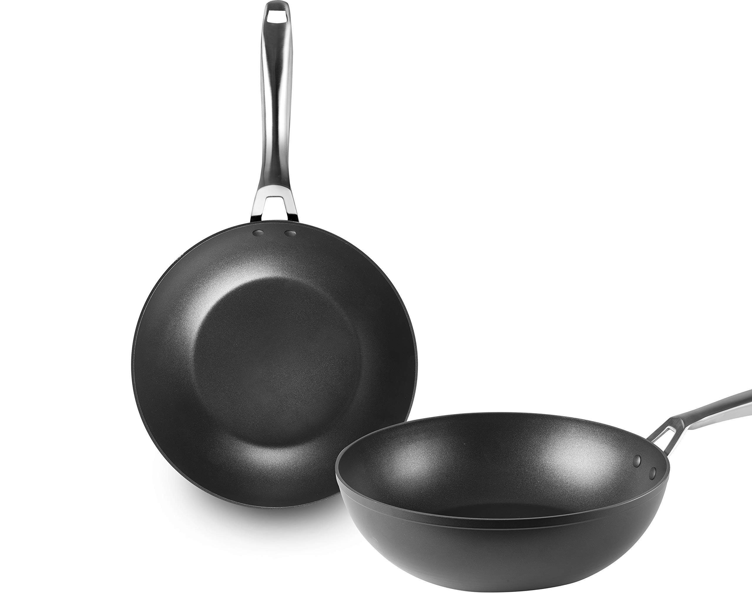 IBILI Titan 30cm Non-Stick Wok Pan - Black Aluminum Stir Fry Pan with Lid - 52 x 52 x 9 cm - Perfect for Asian Cooking, Stir Frying & Home Kitchen Use