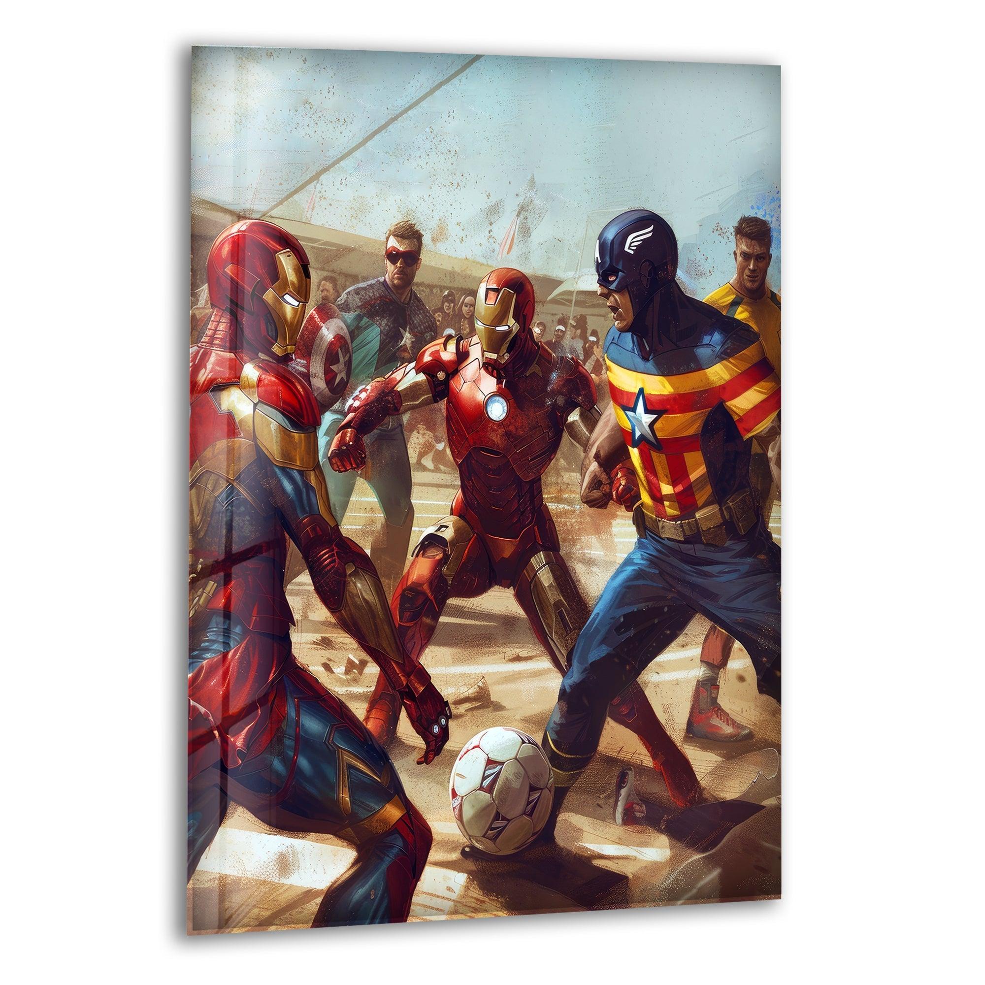 Avengers Soccer Glass Wall Art - Marvel Superheroes Decor for Kids Room, Game Room & Office - Perfect Gift for Fans & Collectors