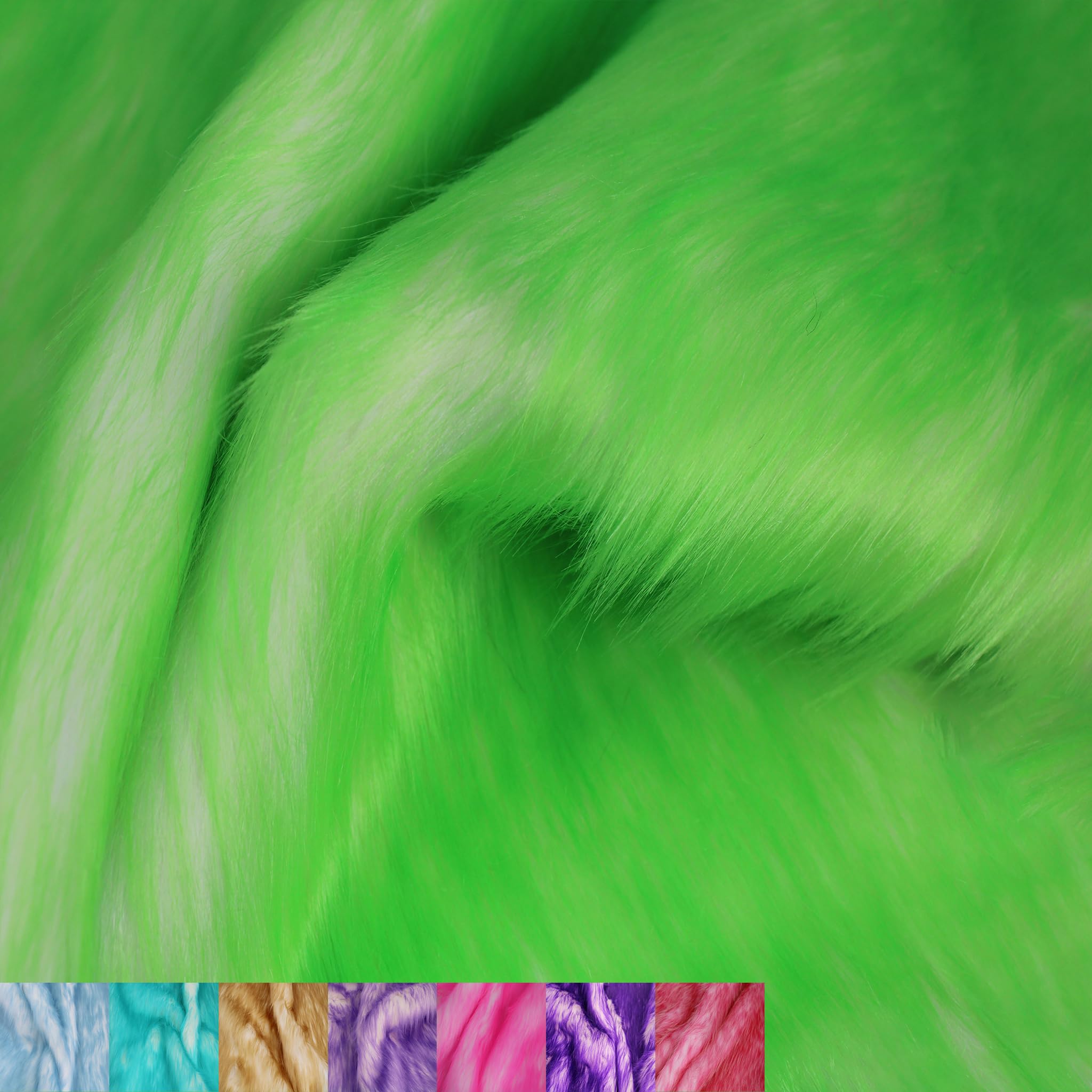 Texco Inc 5 Yards White Lime Faux Fur Fabric - Soft Fluffy Shaggy Mohair for Sewing, Costumes, Plush Toys, Apparel & Home Decor - Perfect for Christmas Gnome Beards, Miniature Crafts & DIY Projects