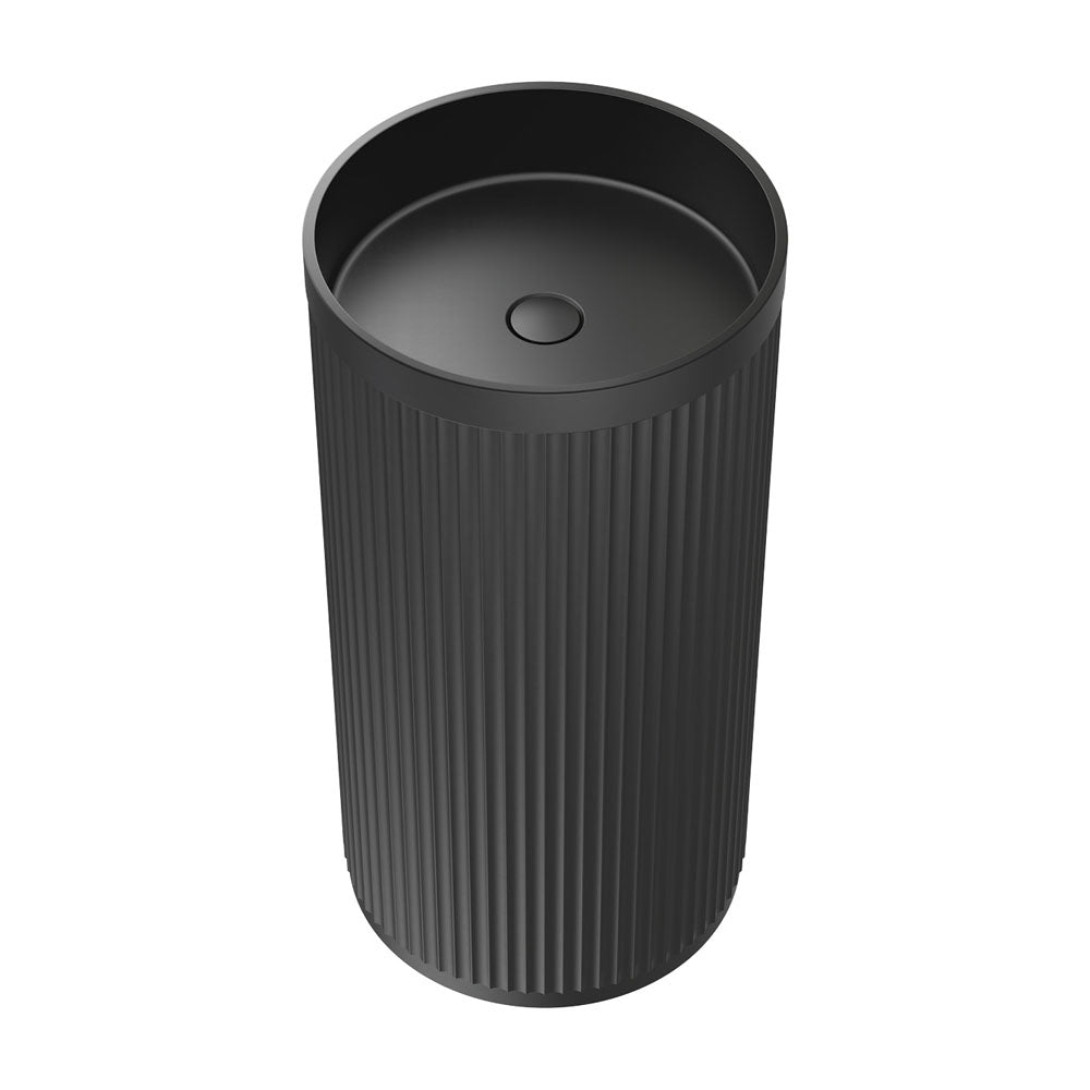 Fienza CSB801B Minka Matte Black Freestanding Bathroom Sink - Modern Solid Surface Vanity Basin for Powder Room, Guest Bath & Master Suite