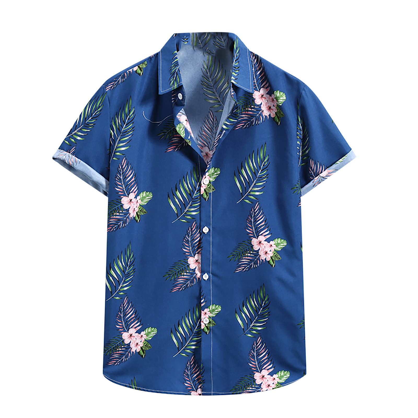 Men's Short Sleeve Hawaiian Shirt - Tropical Print Button Up Casual Shirt for Summer & Beach Wear | Lightweight Breathable Fabric for Vacation, Party, and Outdoor Activities
