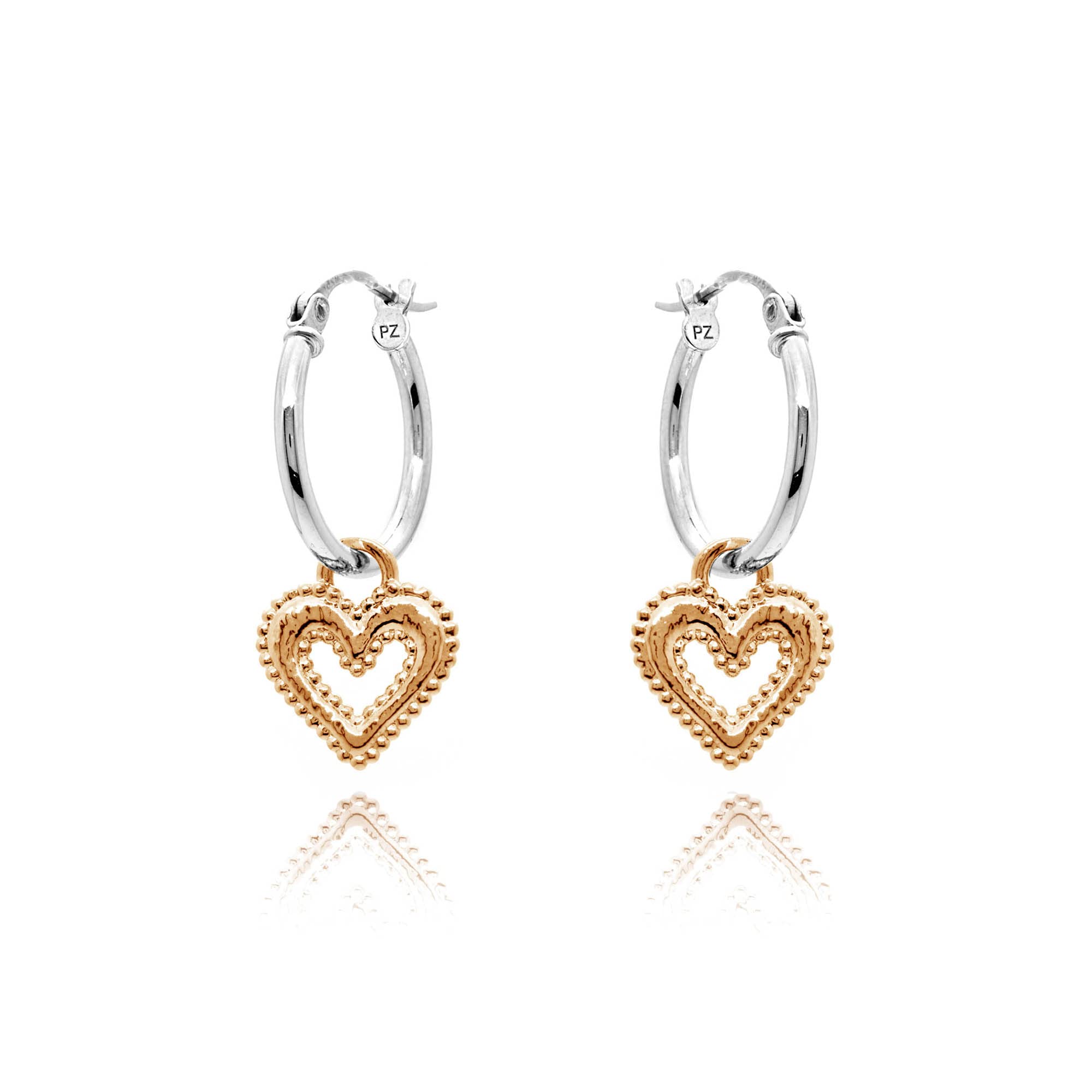 925 Sterling Silver Heart Hoop Earrings with Heart Charm - Hypoallergenic Dainty Hoops for Women & Girls | Trendy Gold/Rose Gold/Silver Jewelry by Paz Creations | Perfect for Valentine's Day, Anniversary Gifts & Everyday Wear