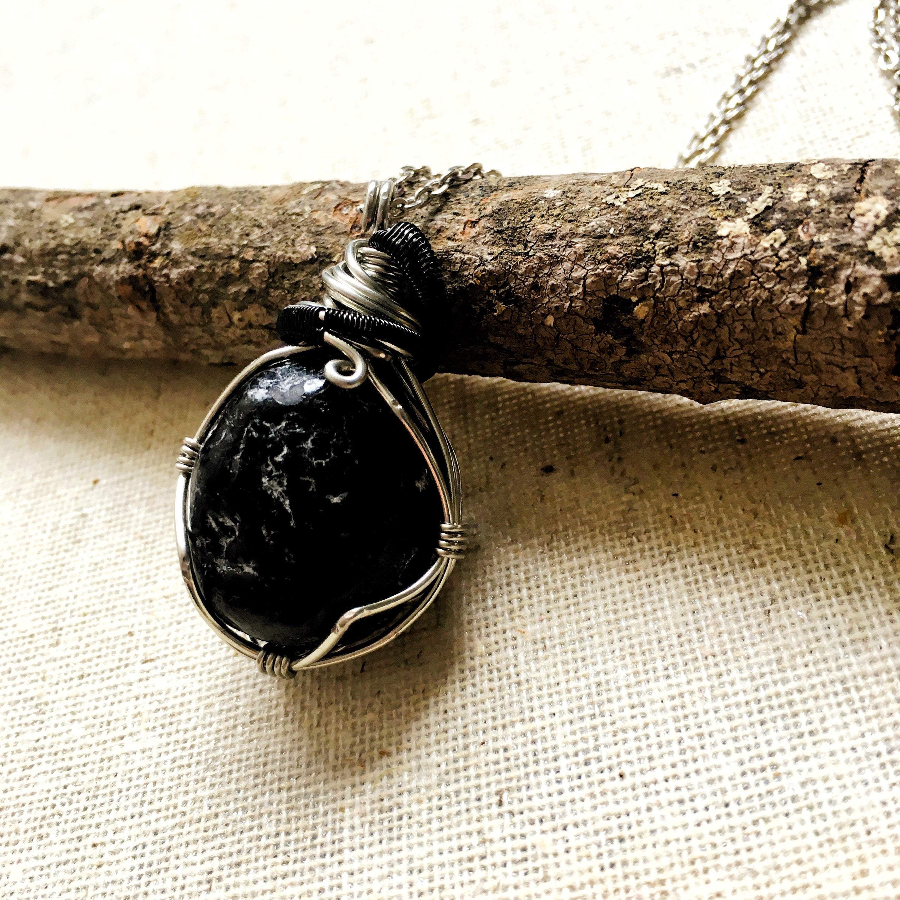 Original Apache Tears Obsidian Crystal Necklace - Healing Stone Jewelry for Women, Protection & Stress Relief - Perfect for Meditation, Yoga & Spiritual Gifts