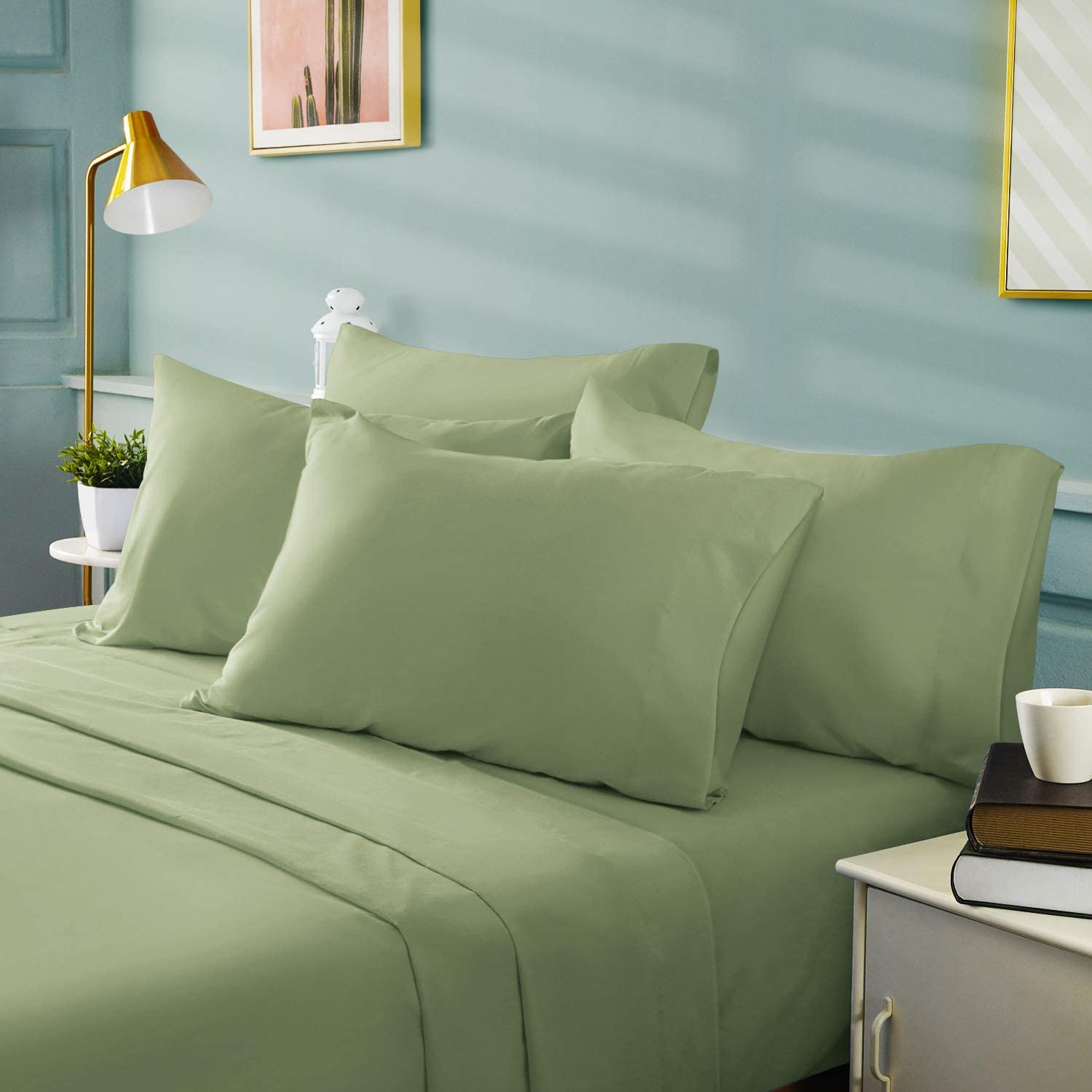 7-Piece King Size Bedding Set - 100% Cotton Down Alternative Comforter & Sheet Set with 500 GSM Fill, Fits Up to 21