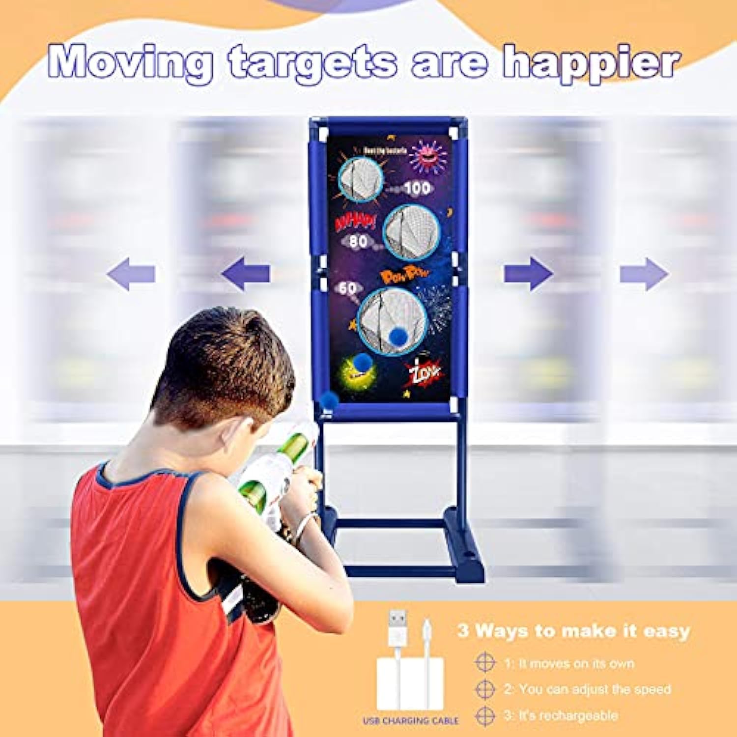 Best Foam Blaster Toy Set for Kids Ages 4-12 - 18 Foam Balls & Moving Target - Fun Shooting Games for Boys and Girls - Perfect Birthday Gift for Outdoor Play and Backyard Adventures