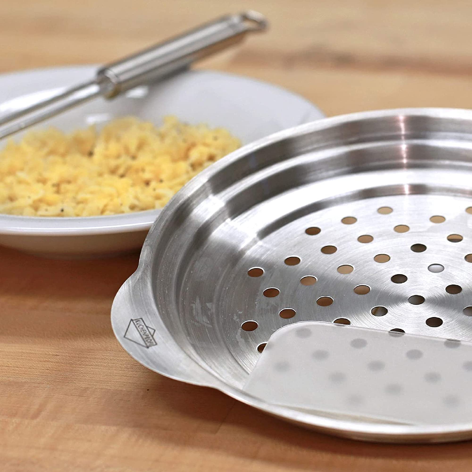 Stainless Steel Spaetzle Maker with Lid and Scraper - German Dumpling & Noodle Press for Homemade Pasta - Perfect for Kitchen, Restaurant & European Cuisine Lovers