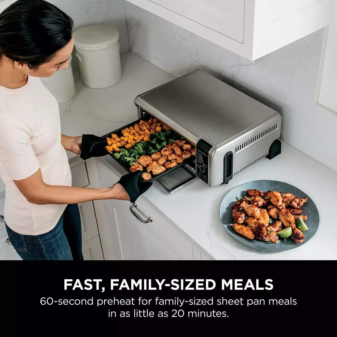 Ninja Foodi 9-in-1 Digital Air Fryer Toaster Oven with Air Roast, Broil, Bake, Bagel, Toast, Dehydrate, Keep Warm & Reheat Functions - Stainless Steel Countertop Oven for Healthy Cooking, Meal Prep & Family Dinners