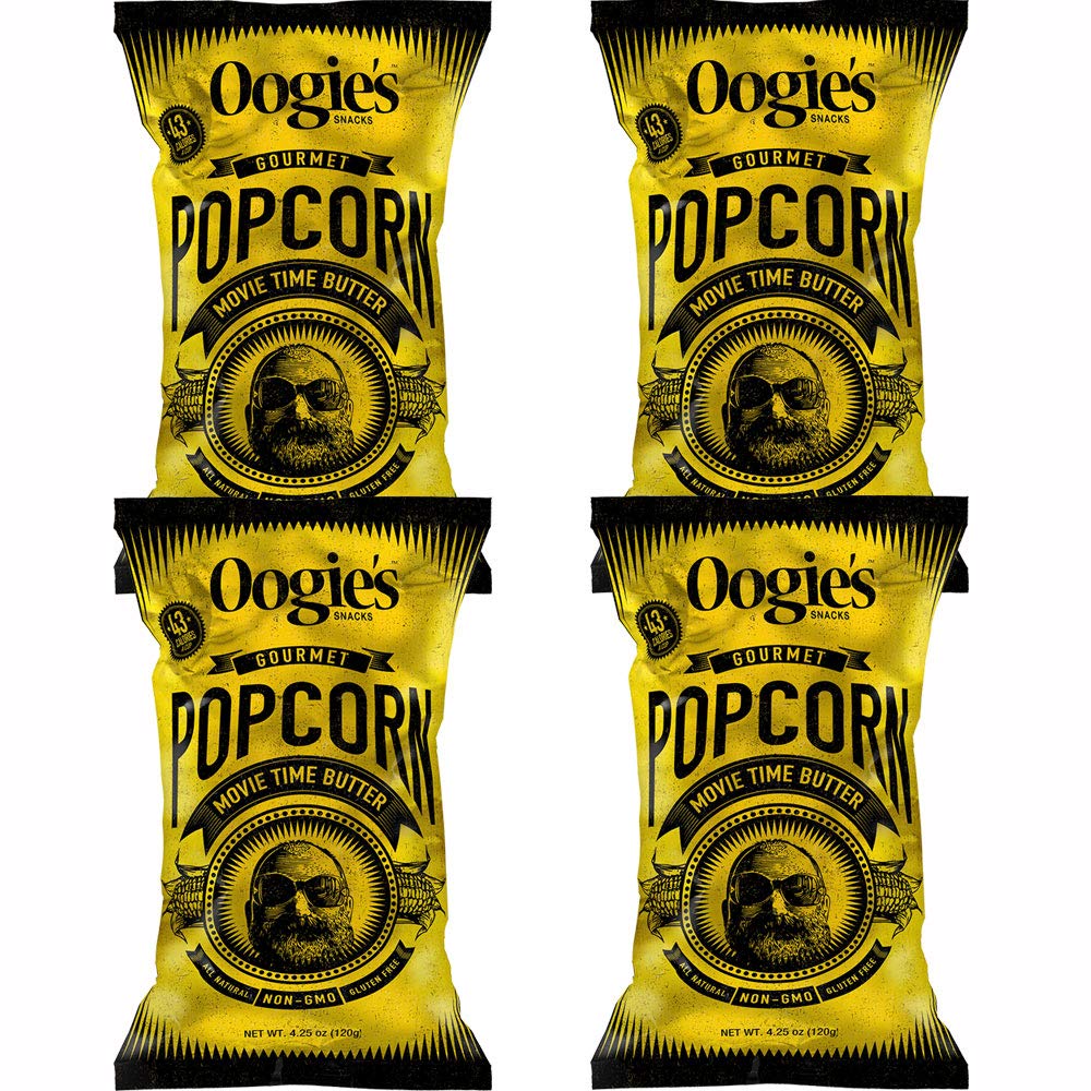 Oogie's Gourmet Popcorn - 4 Pack Movie Theater Style Butter Flavor | Gluten Free, Non-GMO Snack | 4.25oz Big Bags | Perfect for Family Movie Nights, Office Snacks & Party Treats