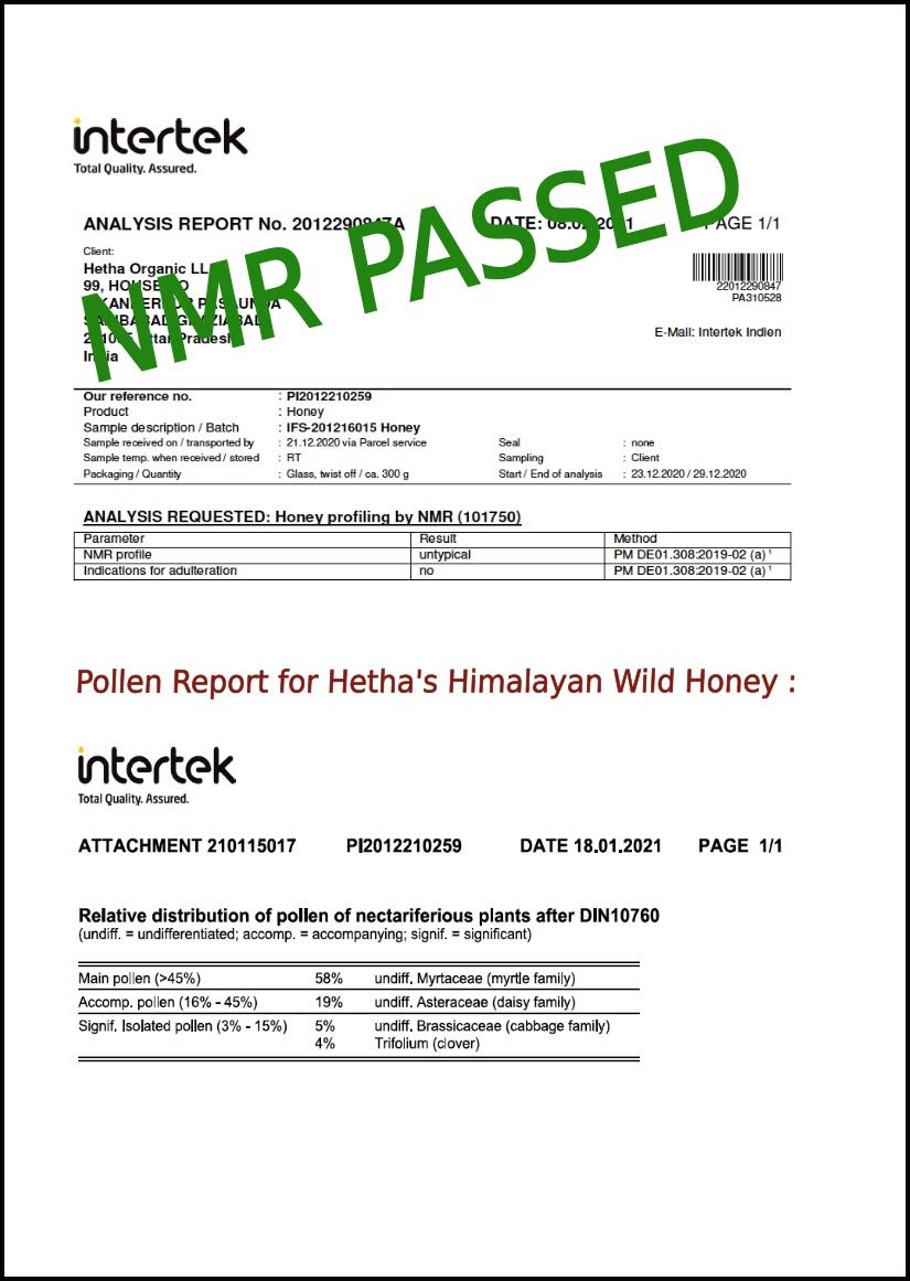Hetha Organics Himalayan Wild Forest Honey - Raw, Unprocessed, Unpasteurized - 500g - NMR Tested Pure Natural Honey for Tea, Baking & Wellness