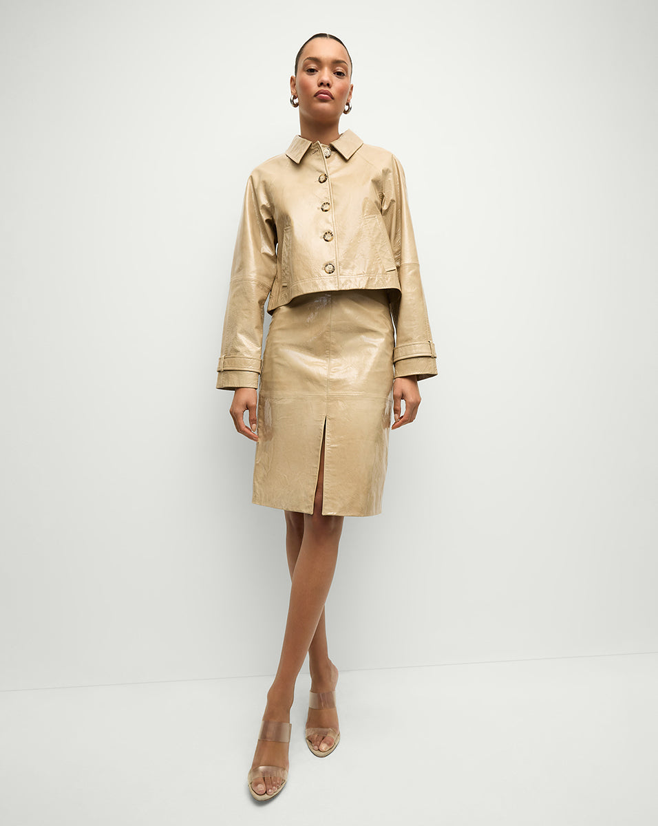 Premium Anderson Coated Leather Skirt for Women - High-Quality Faux Leather Pencil Skirt - Perfect for Office, Party & Night Out