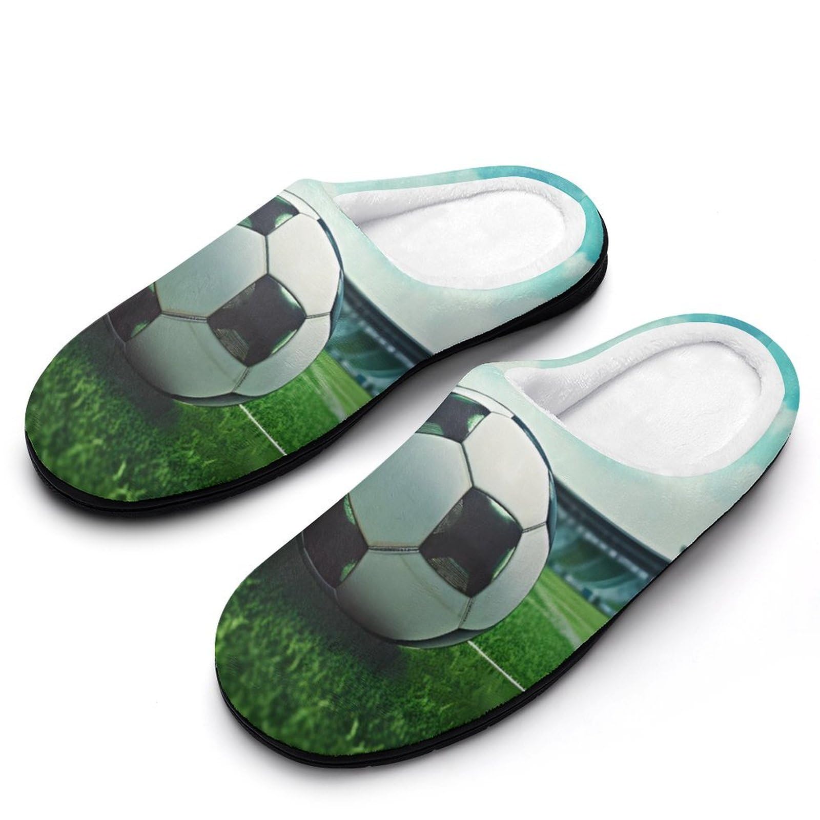 Men's Football Field Soccer Slippers - Soft Cotton Memory Foam House Shoes with Anti-Skid Sole for Indoor Comfort & Sports Lounge Wear