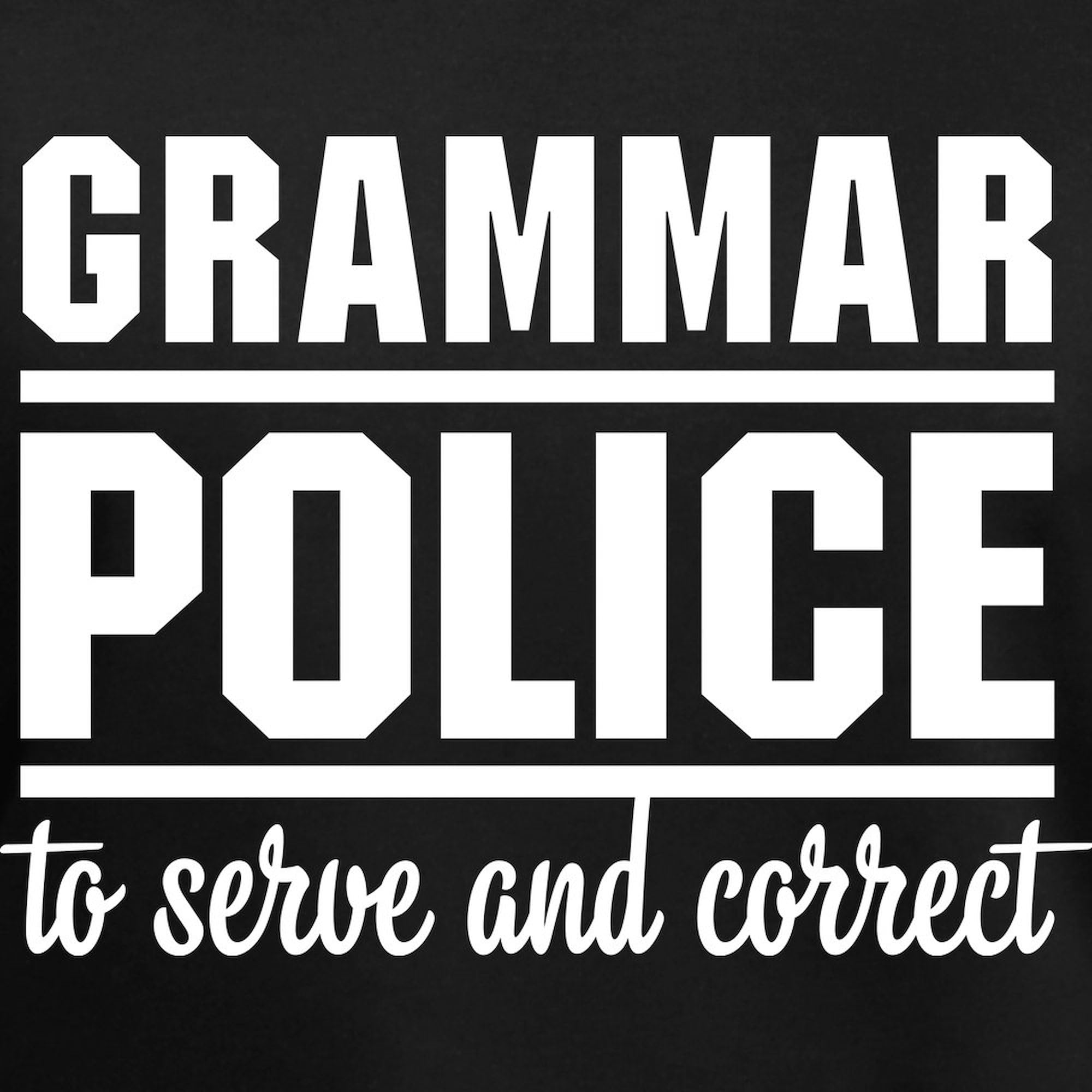 Grammar Police Women's Cotton V-Neck T-Shirt - Funny English Teacher Gift, Office Humor Apparel for Book Lovers & Writers