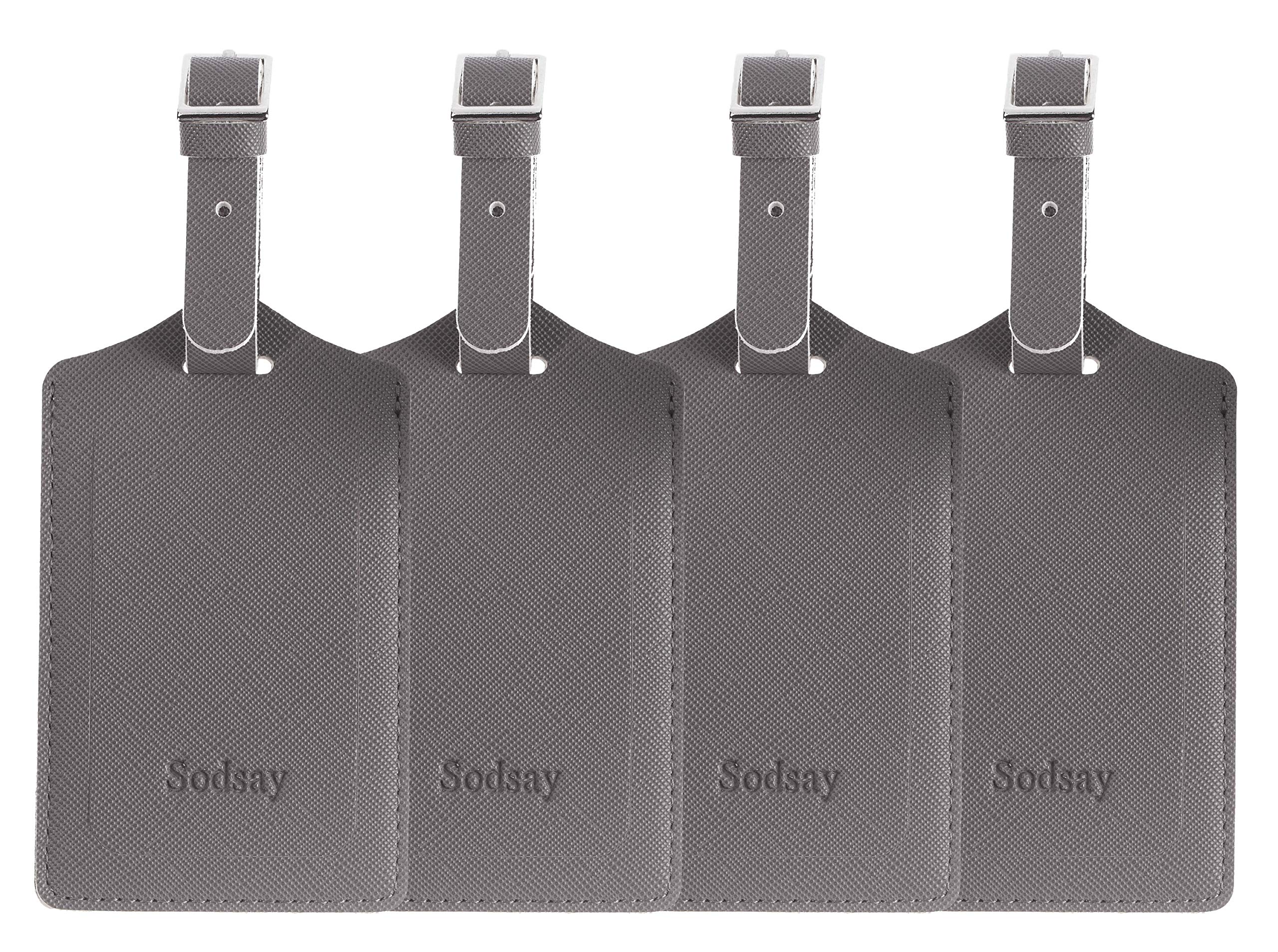 Premium Genuine Leather Luggage Tags - 4-Piece Set for Travel Bags & Suitcases | Durable Personalized Name Tags for Airlines, Business Trips & Vacation Travel Accessories