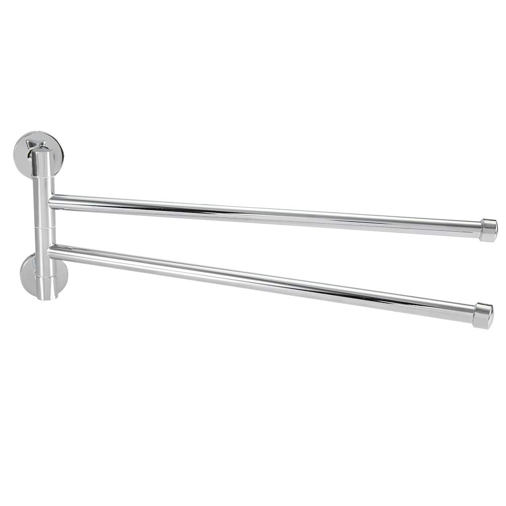 Stainless Steel Wall Mounted Rotating Towel Rack - Swivel Towel Holder for Bathroom, Kitchen & Laundry - Space Saving Towel Hanger for Towels, Clothes & Robes (2-Pack) - Perfect for Small Bathrooms & Apartments